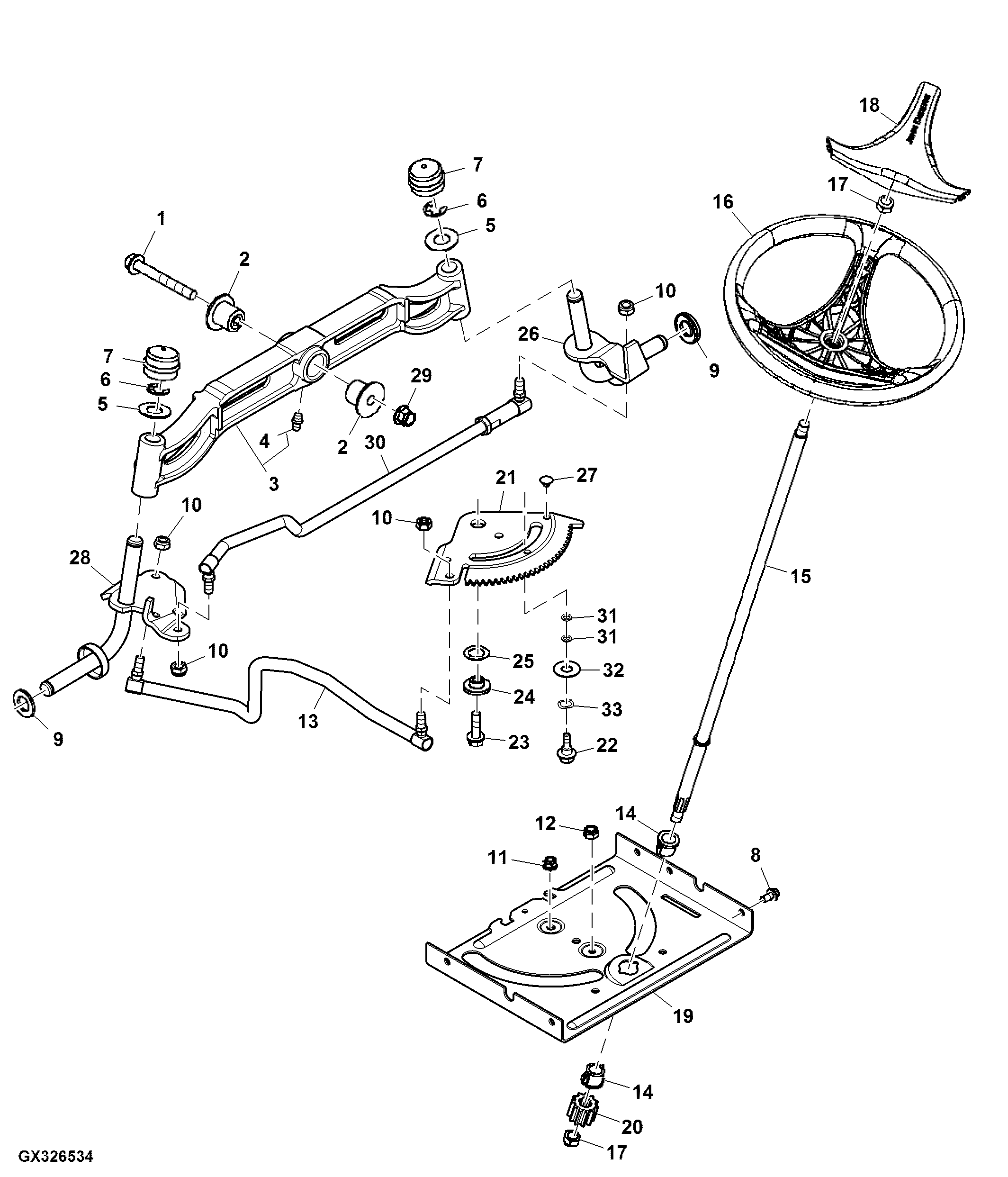 Steering Wheel, Gears, Linkage And Front Axle (For Export) (700001 - )