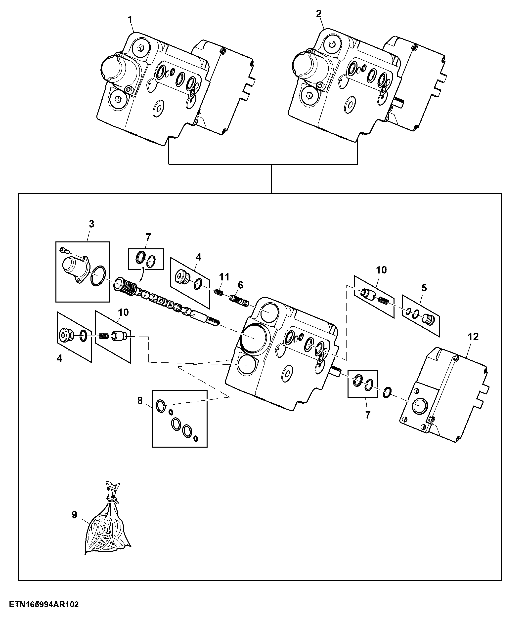Electrical SCV, Front Loader, 3 Functions (673929 - 937675)