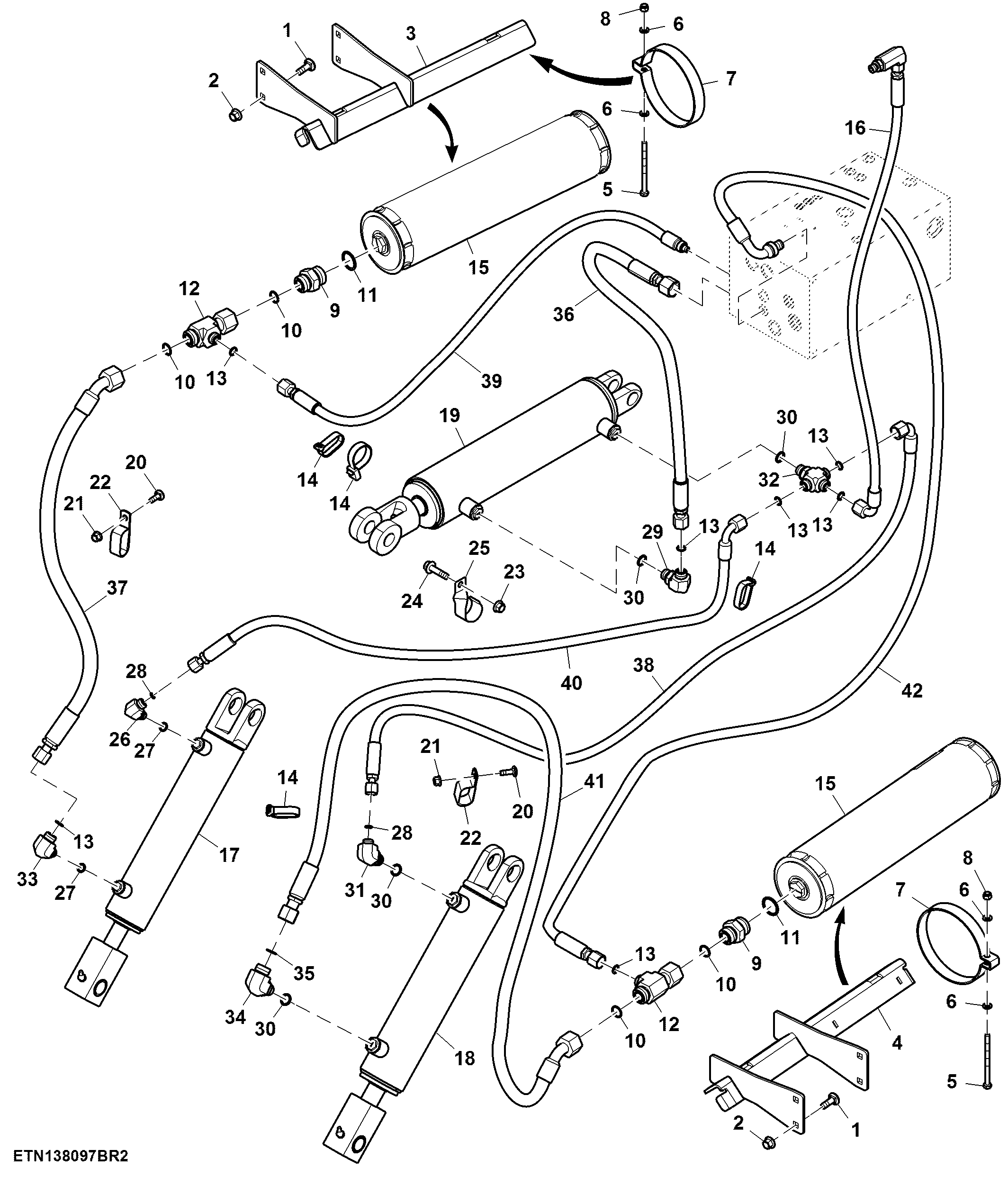 Hydraulic Lines, Tilt and Float Cylinder (420001 - )