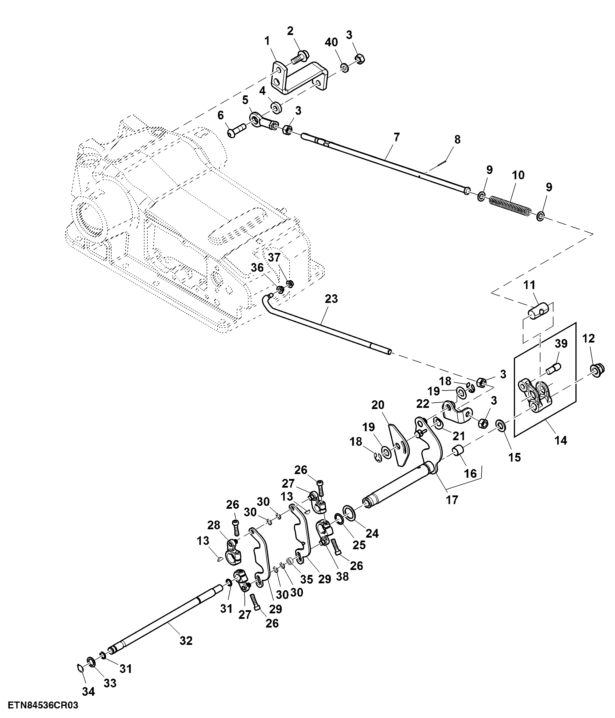 Rockshaft Control Linkages, LH, SyncShuttle™, Cab