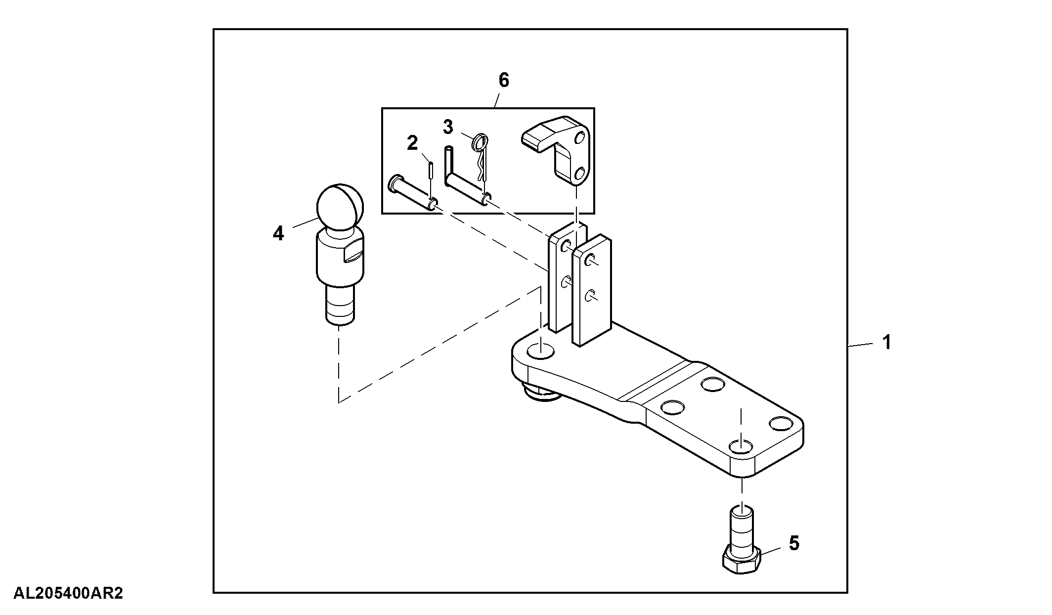 Attachment, Insert Plate Ball Type Hitch, Forced Steering System, LH