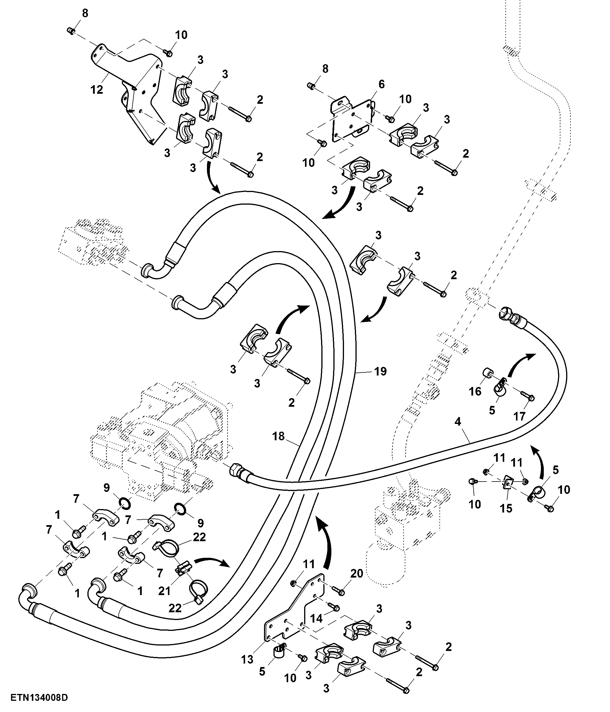Rear Axle Hydraulic Hoses, Push Button Shift Transmission