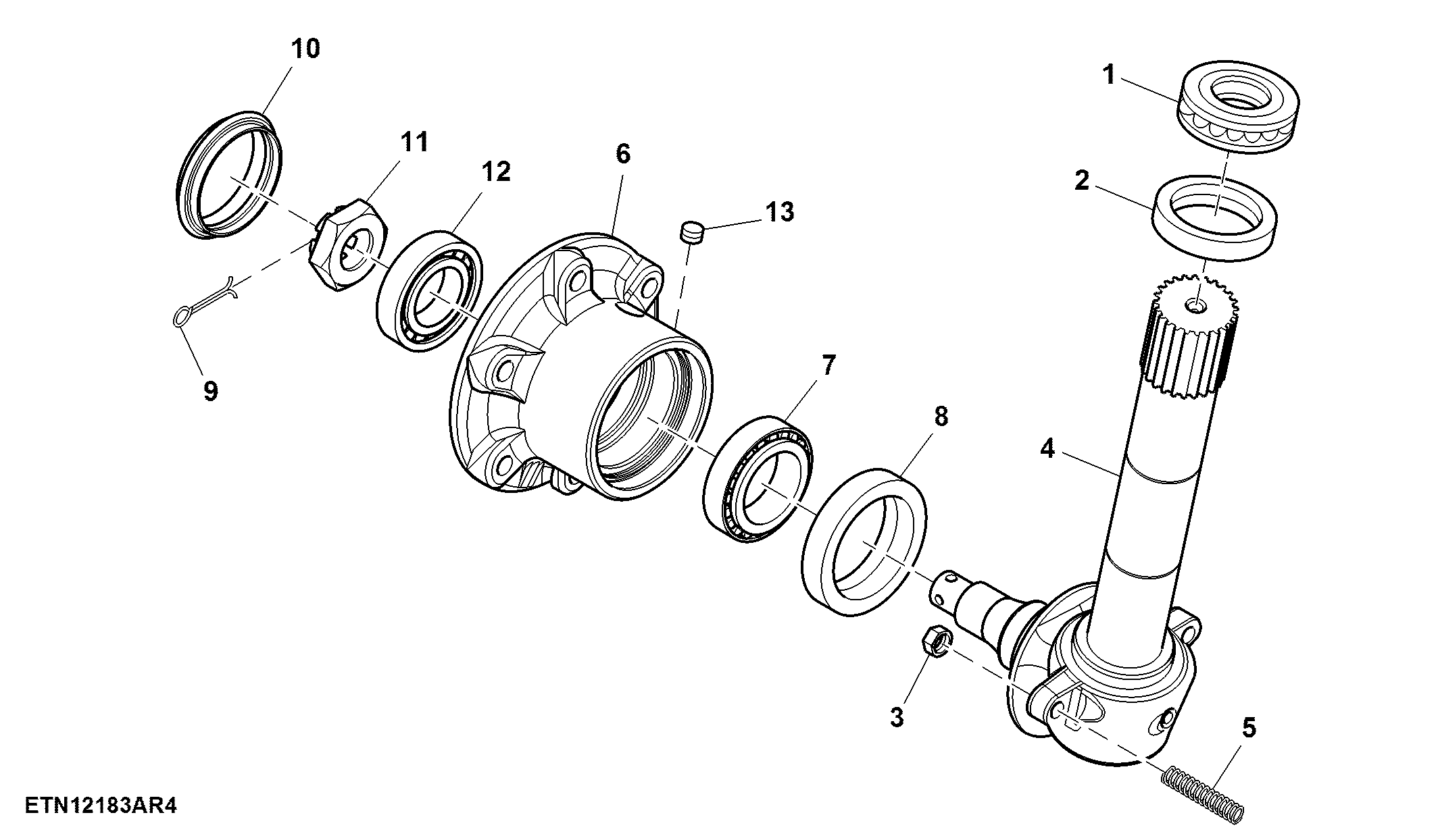 Front Axle Hub and Knuckle Assembly, W/ Adjustable Front Axle, 2WD