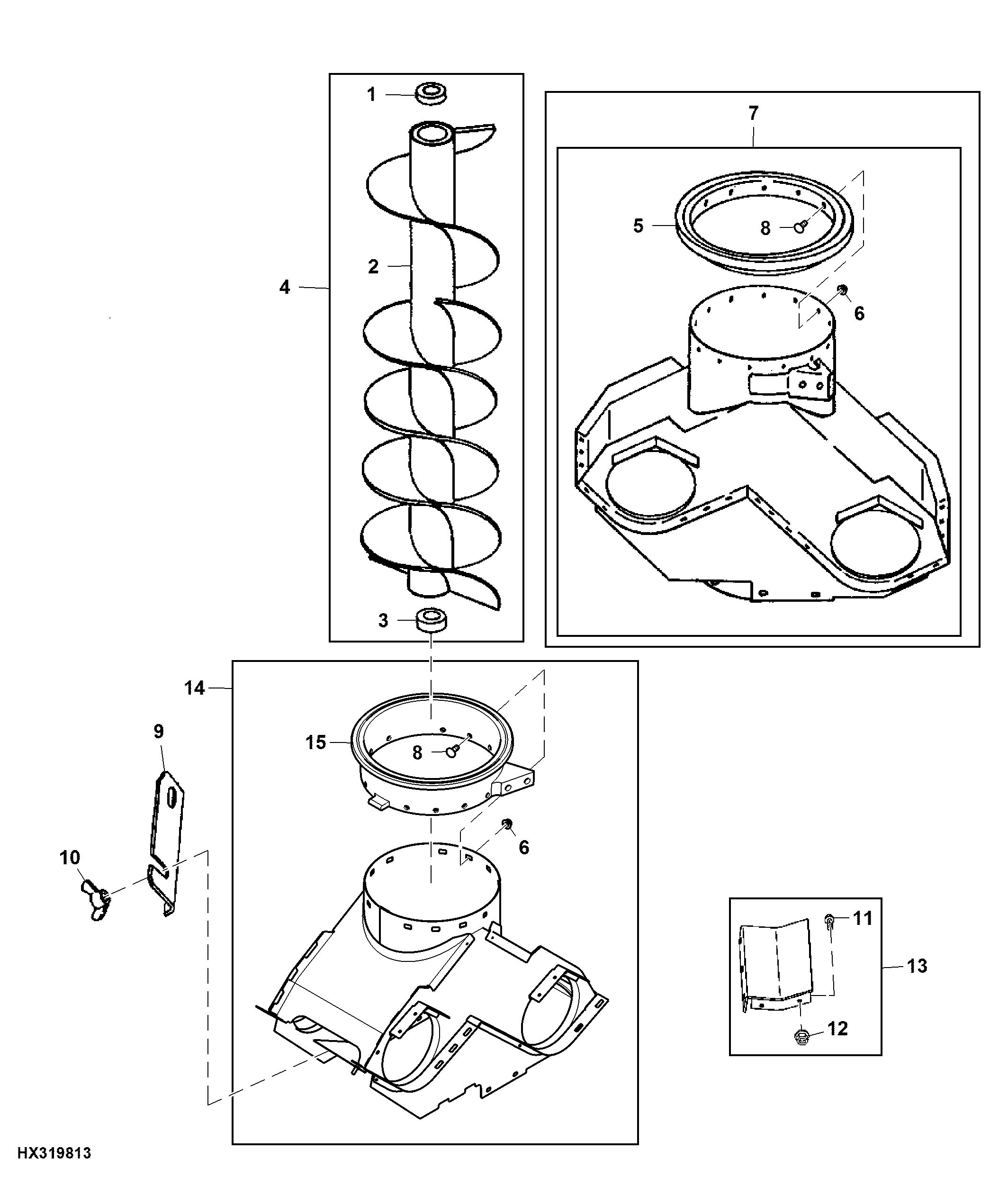 VERTICAL UNLOADING AUGER AND CHARGE HOUSING
