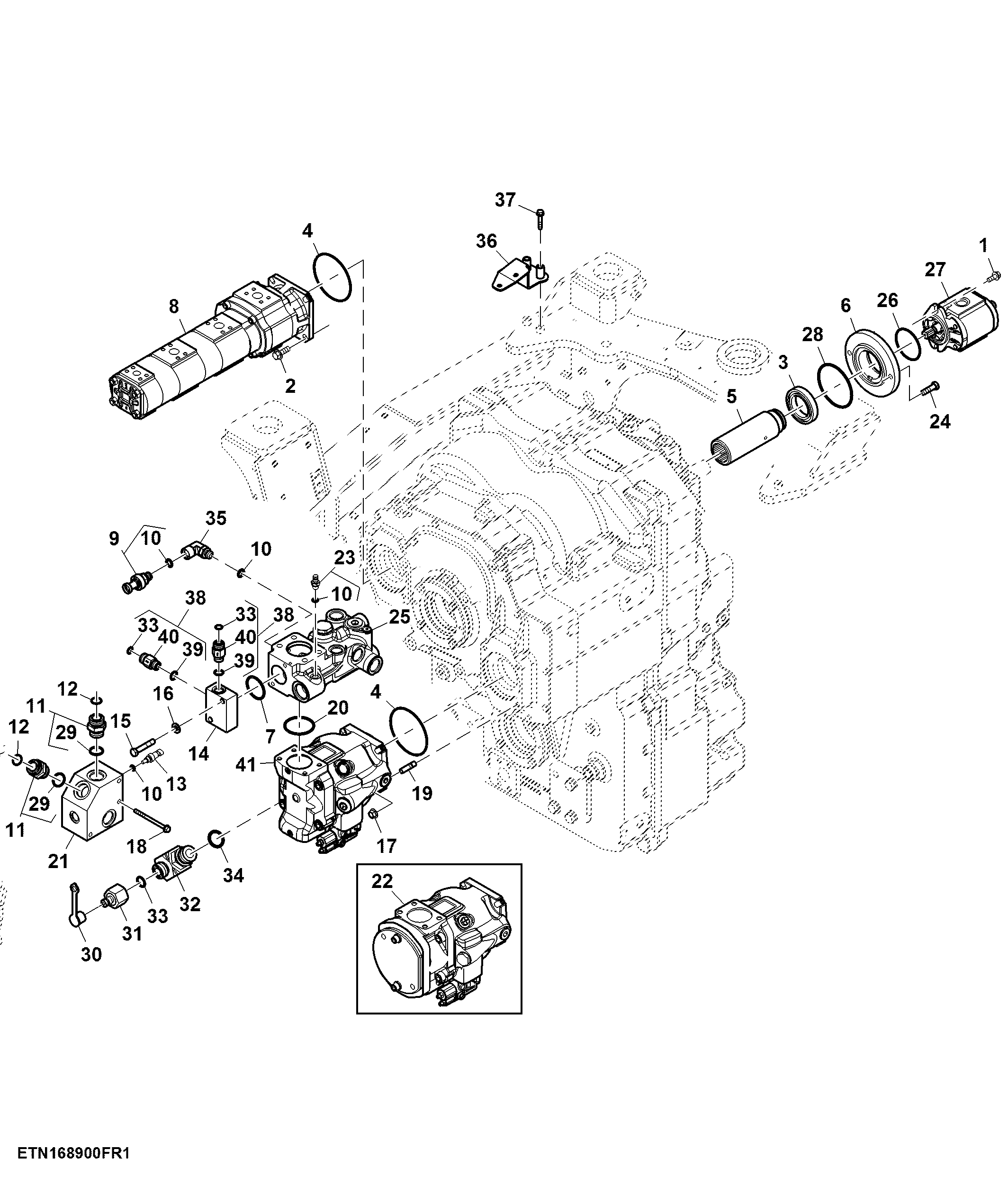 Hydraulic Pump, ACS™, W/O PTO, Double Reduction Axle, Standard Flow Pump (801465 - )