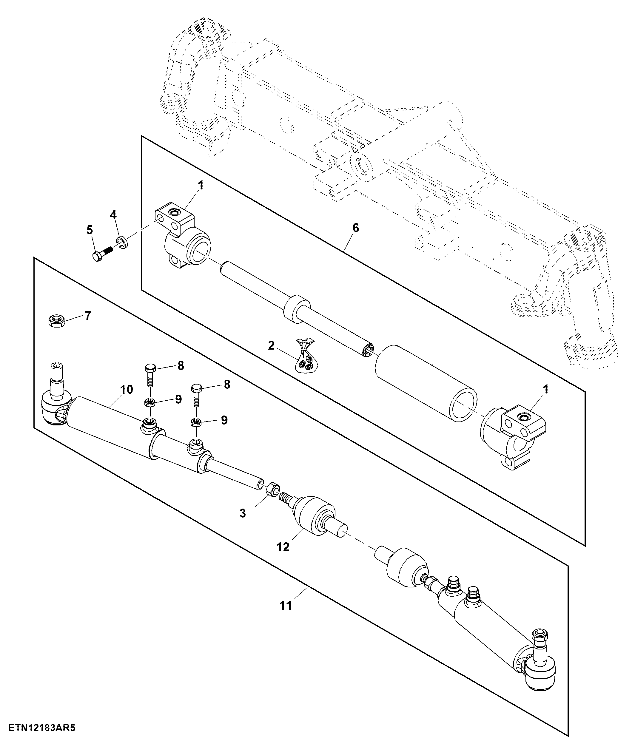 Steering Cylinder and Tie Rods, W/ Adjustable Front Axle, 2WD