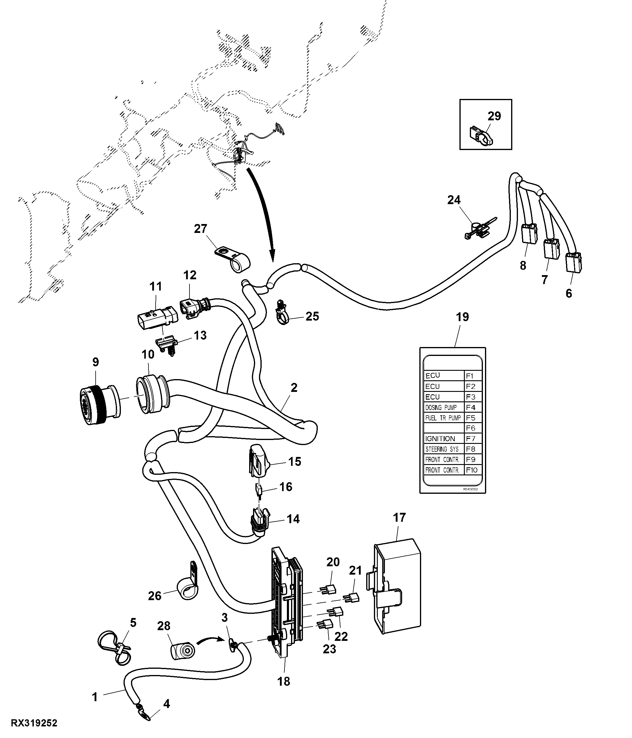 Load Center Wiring Harness, 13.5 L, T2 / T3 Engine