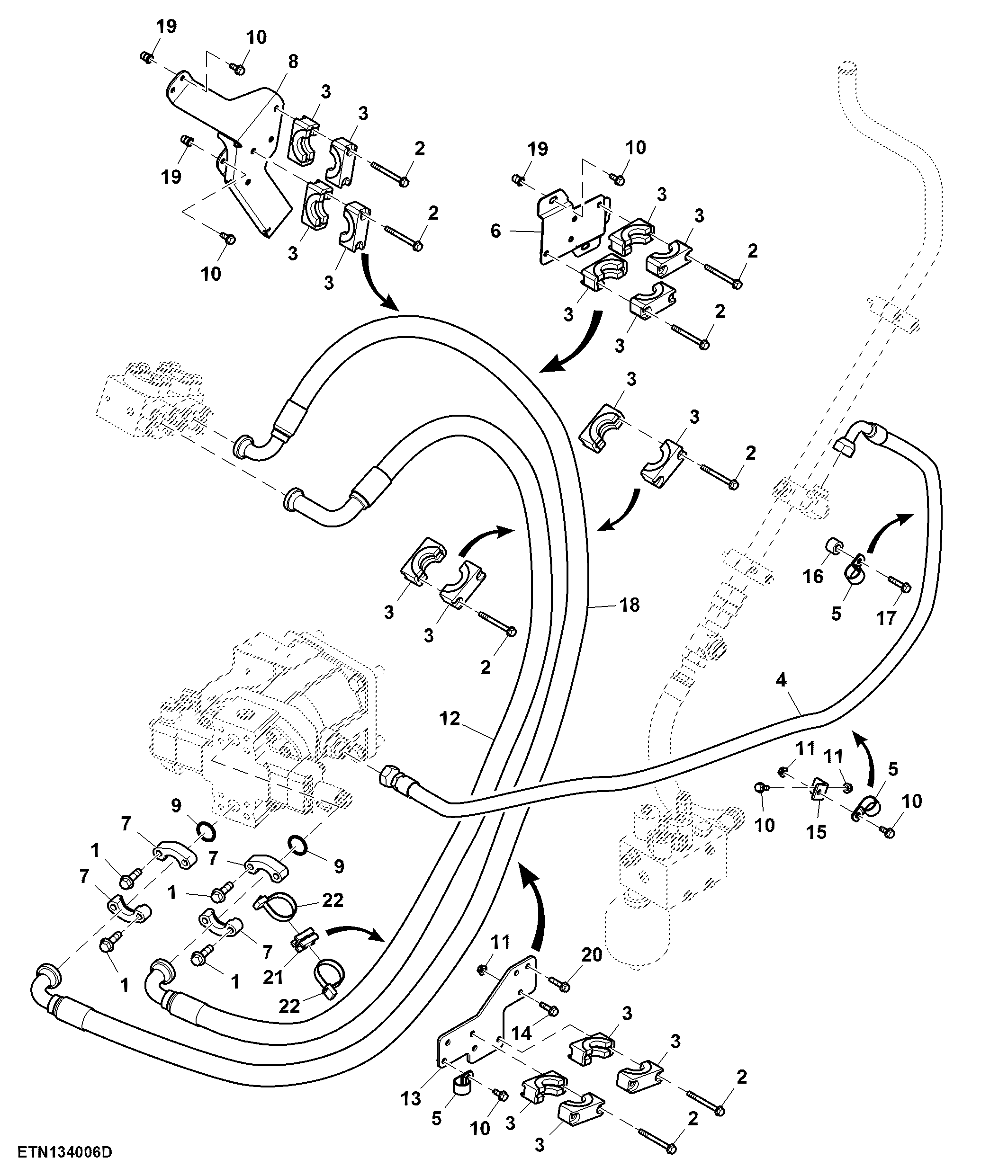Rear Axle Hydraulic Hoses, Push Button Shift Transmission