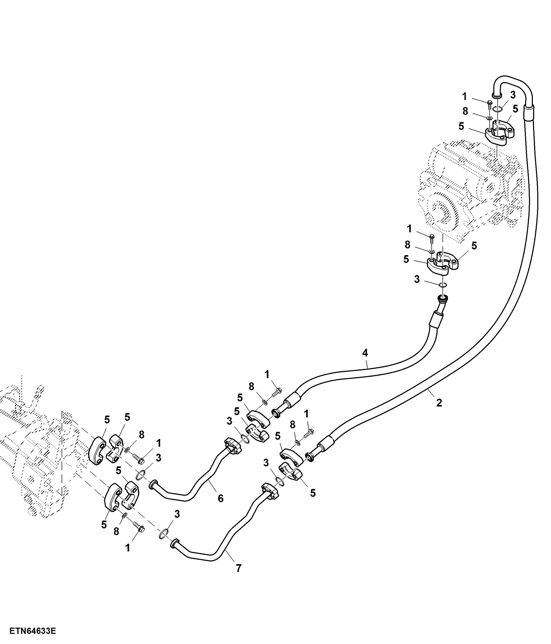 Hydrostatic Drive Hoses, Component, Closed Centre Hydraulic System, 2WD