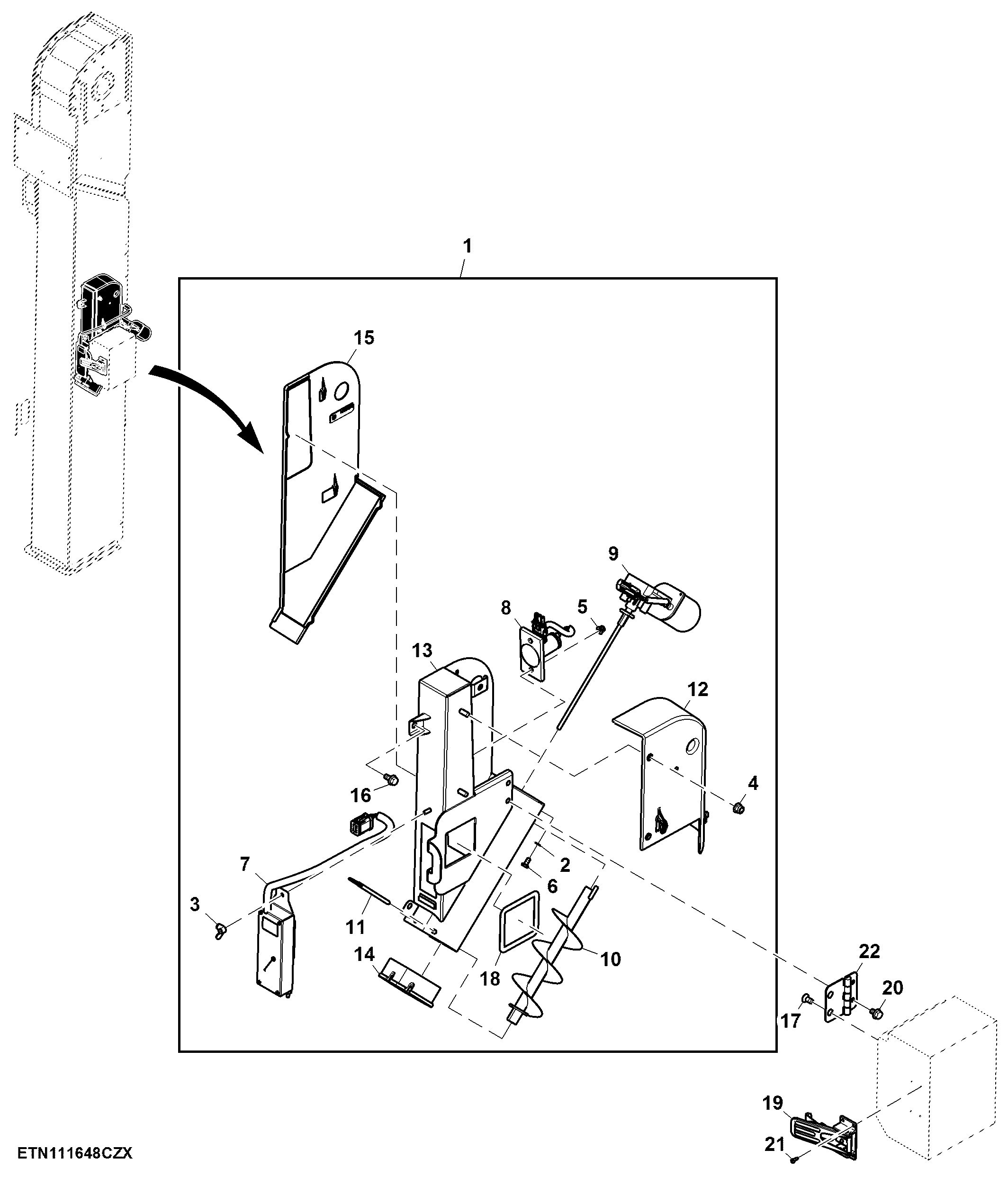 Clean Grain Elevator, Grain Quality Sensor and Bracket
