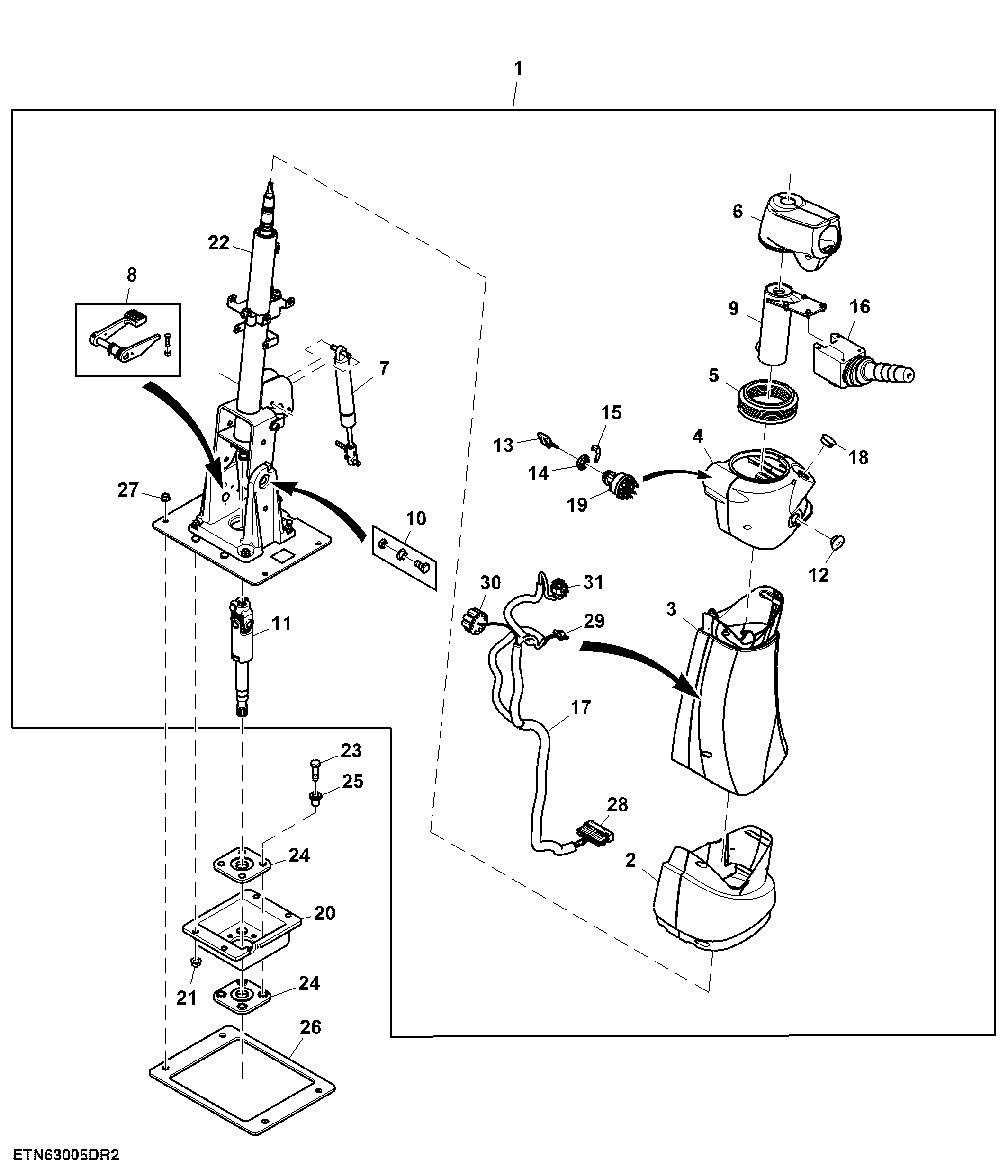 Steering Column Single Tilt Telescope, Low Spec Version