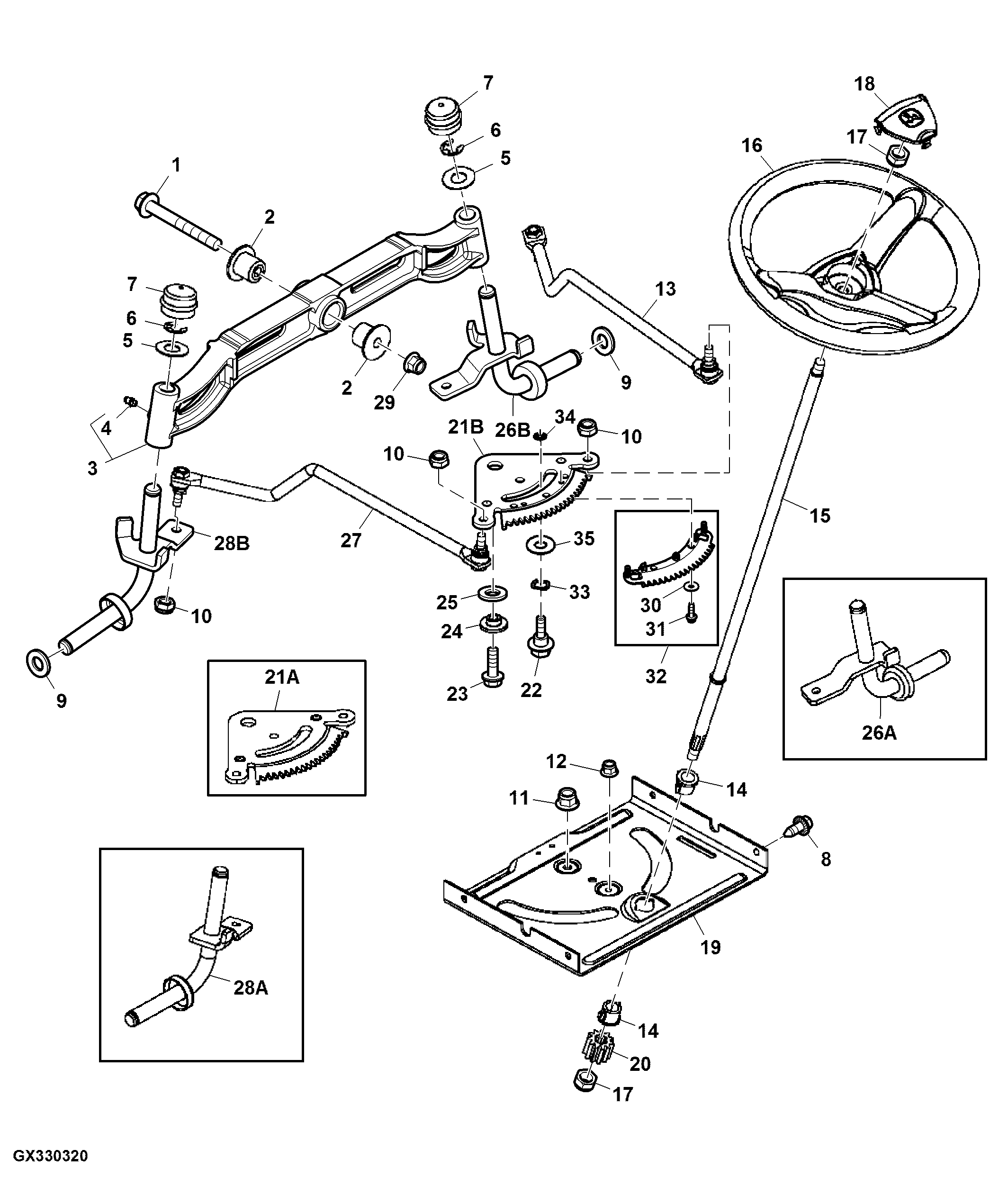 Steering Wheel, Gears, Linkage And Front Axle (For Export) ( - 700000)