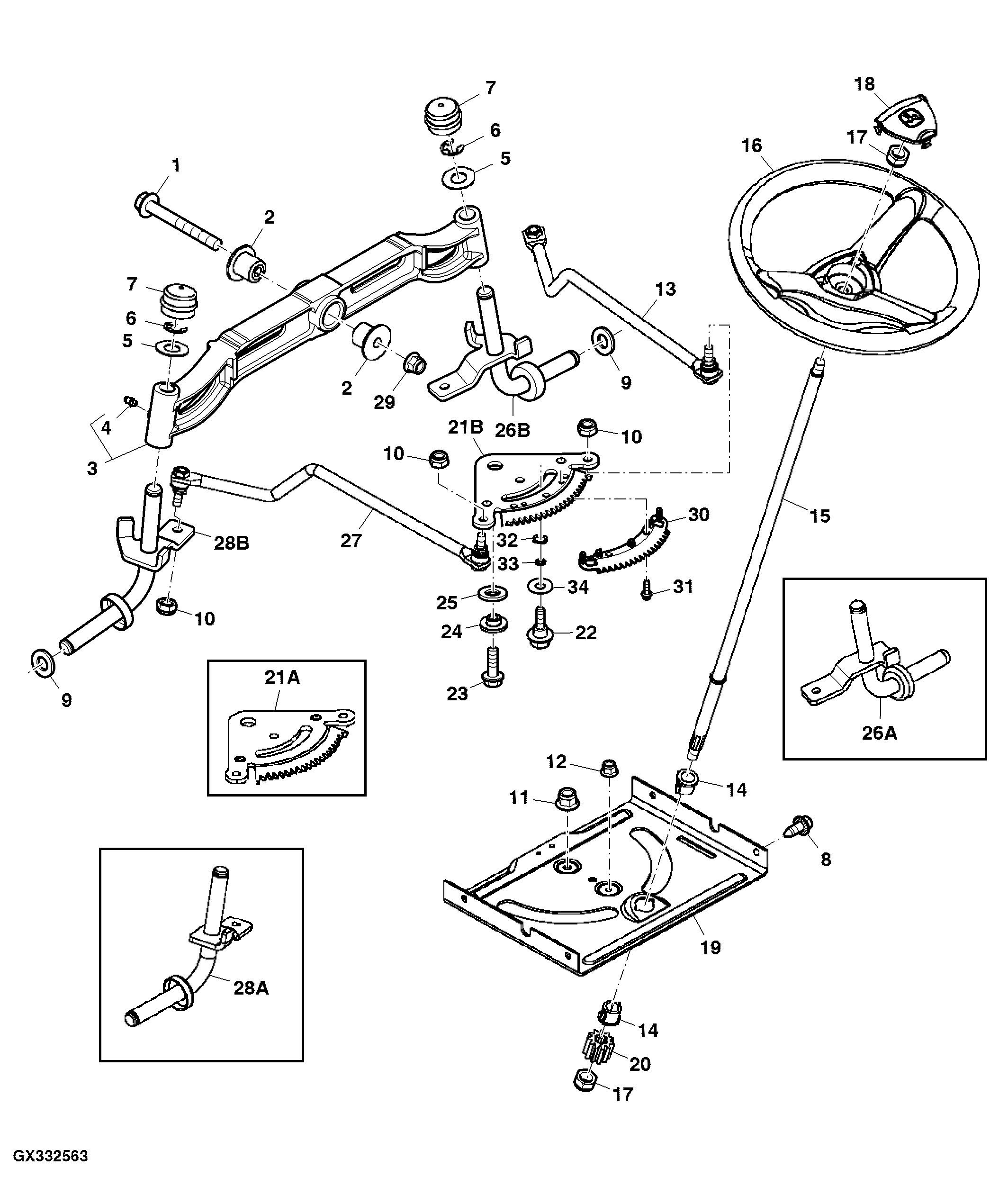 Steering Wheel, Gears, Linkage and Front Axle ( - 700000)