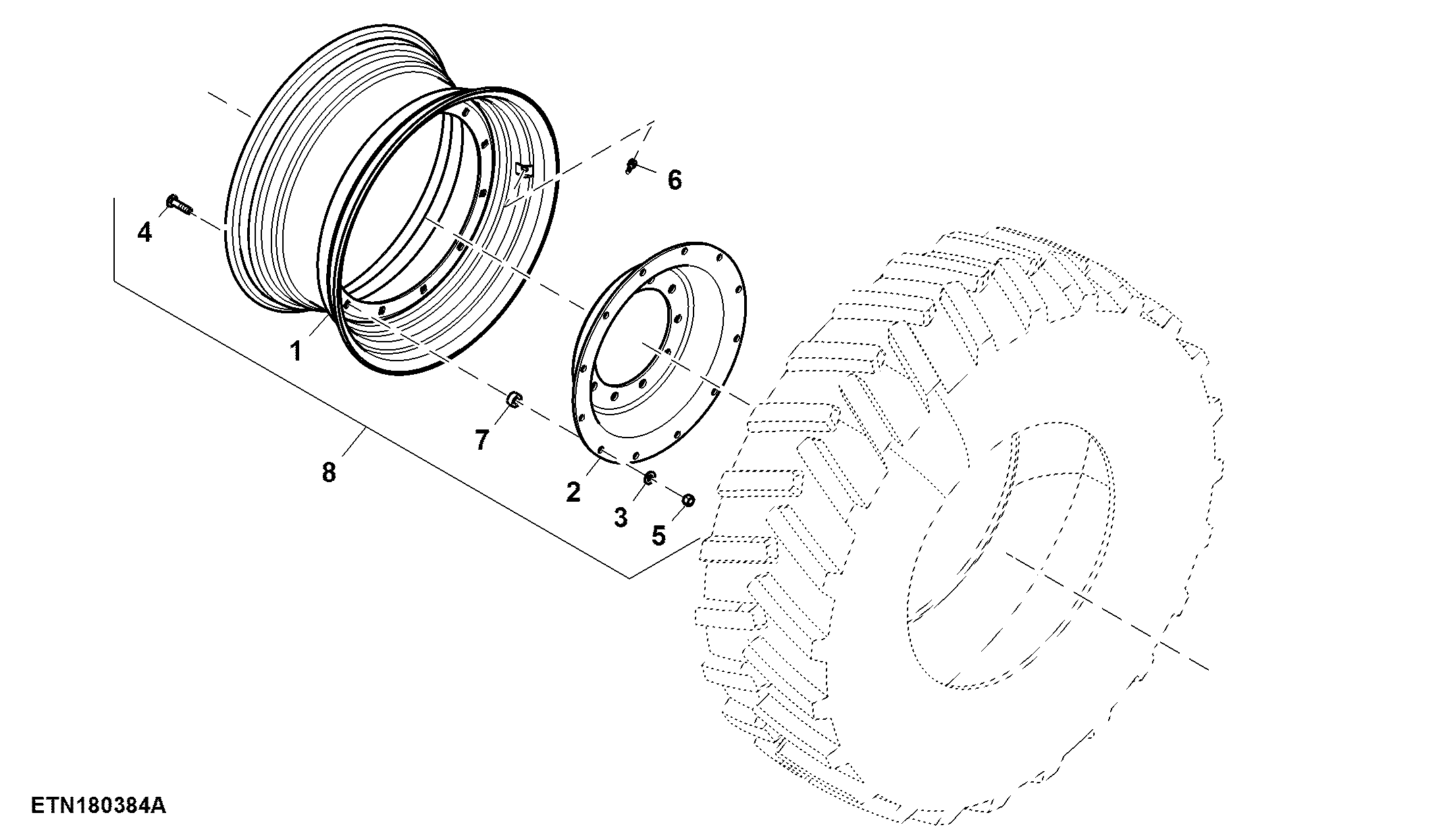 Outer Wheels, Front, 16 Position Group 43 Tires,RH Illustrated