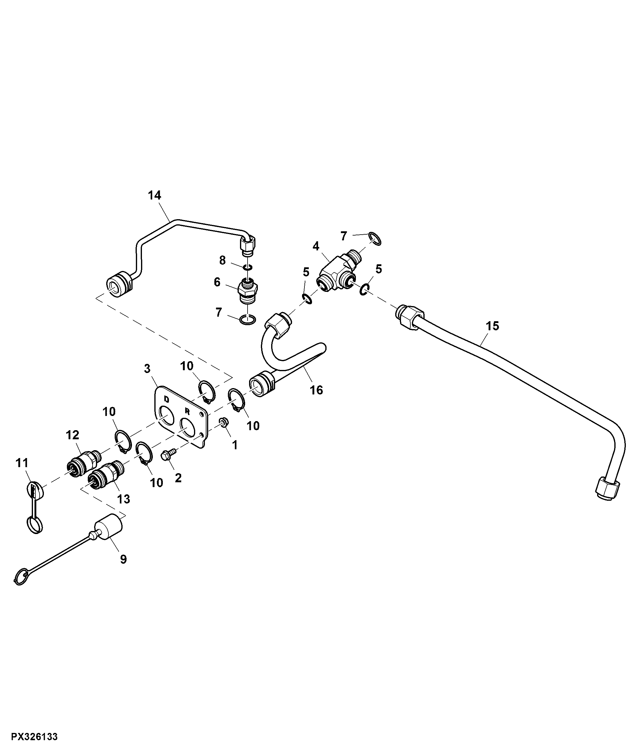 Hydraulic Motor Return and Case Drain Oil Lines