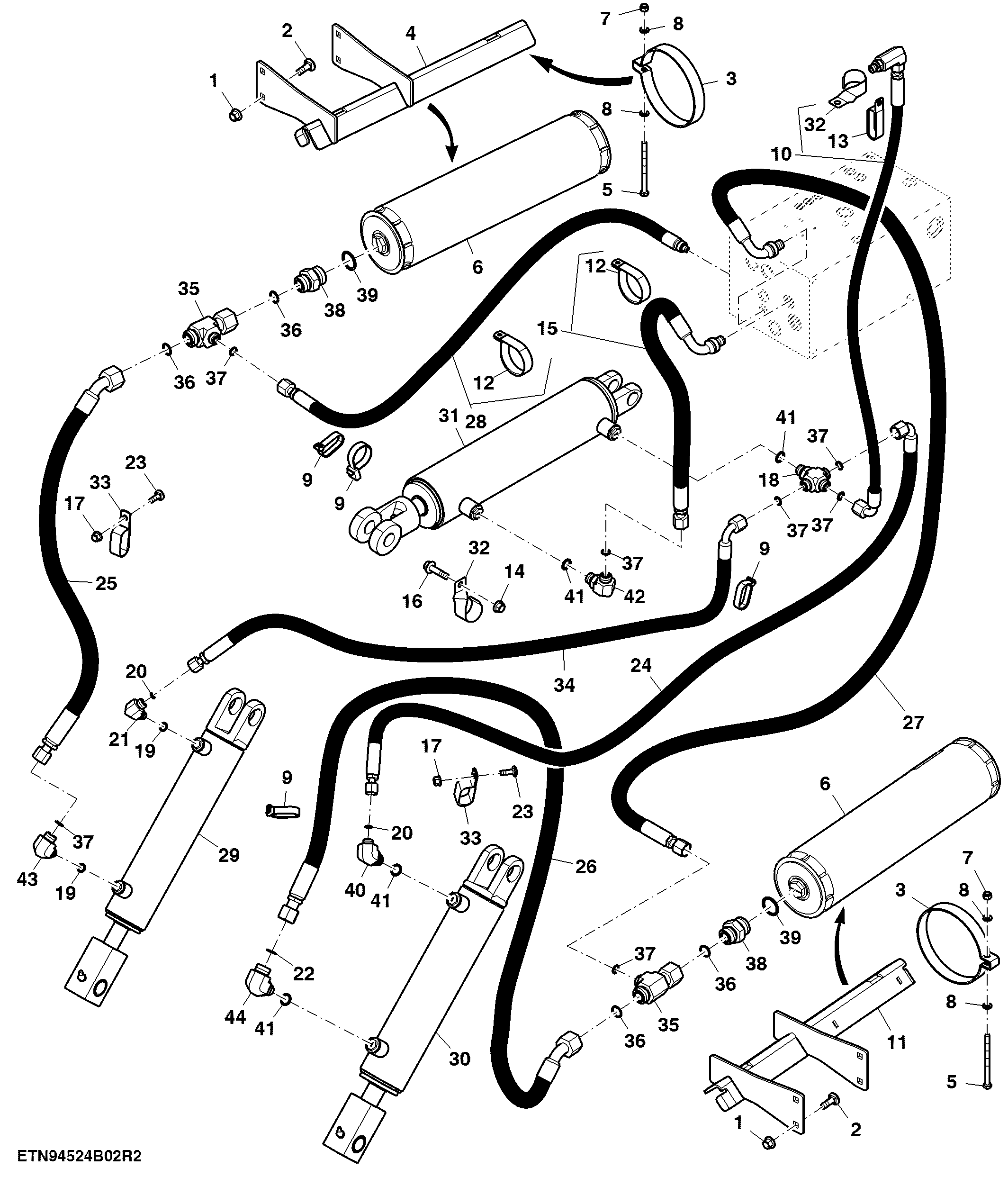 Hydraulic Lines, Tilt and Float Cylinder ( - 420000)