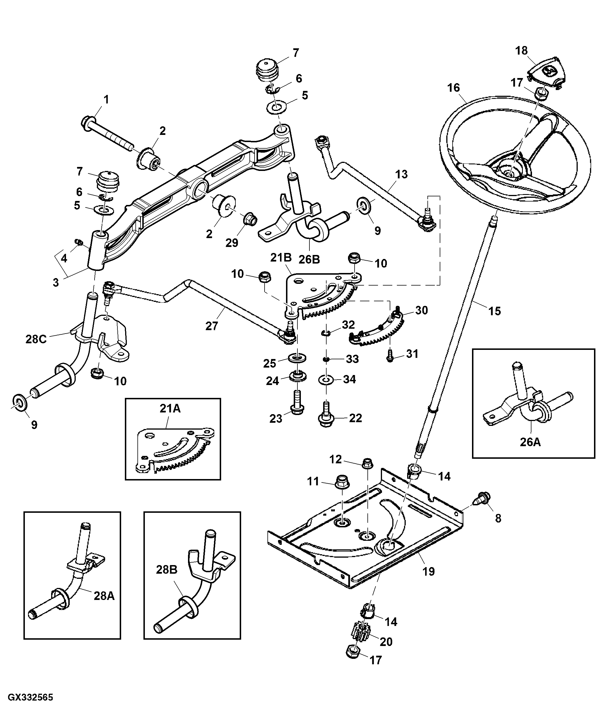 Steering Wheel, Gears, Linkage And Front Axle ( - 700000)
