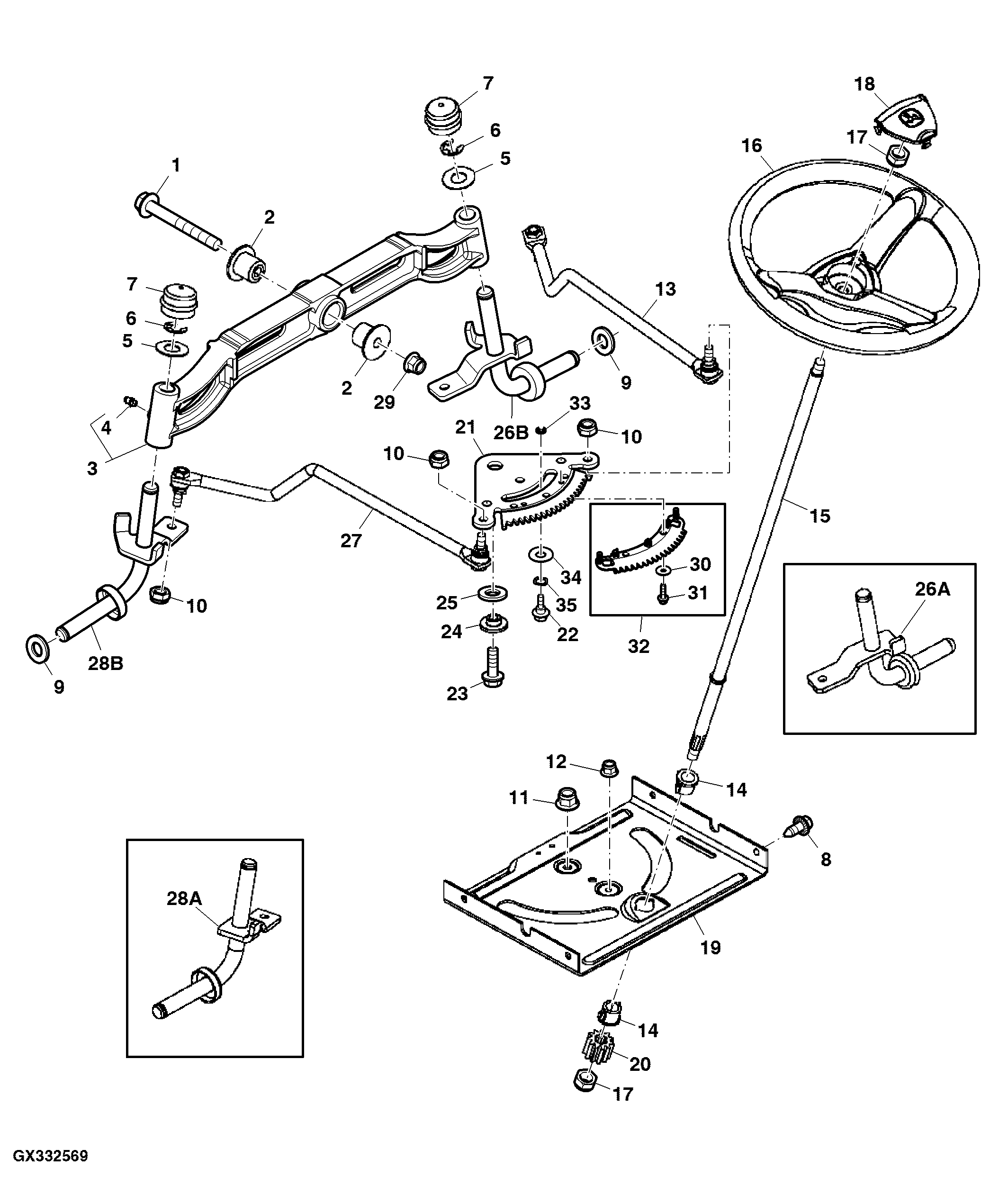 Steering Wheel, Gears, Linkage And Front Axle (For Export) ( - 700000)
