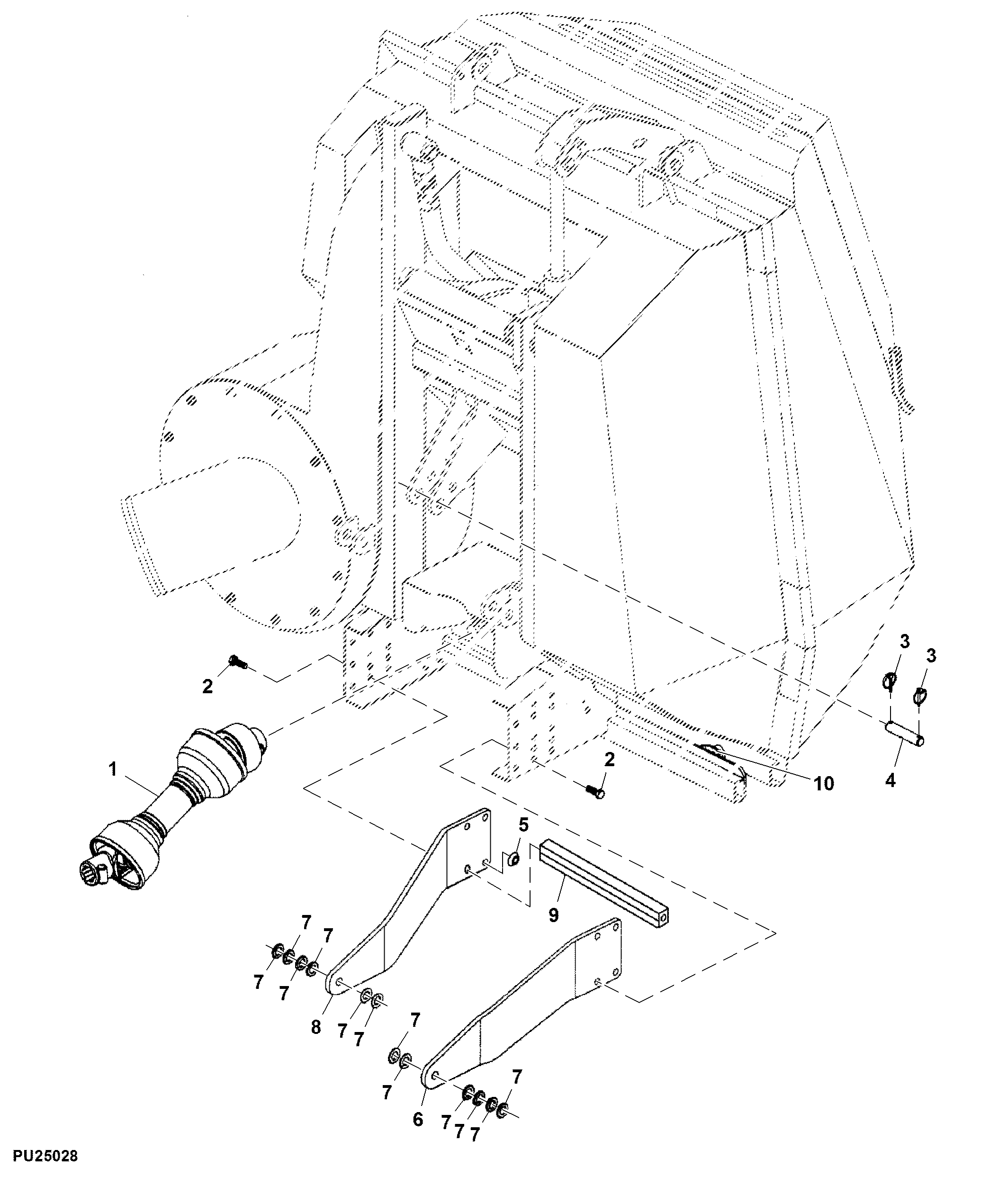 Drive Shaft and Mounting Brackets, W/ 3-Point Hitch