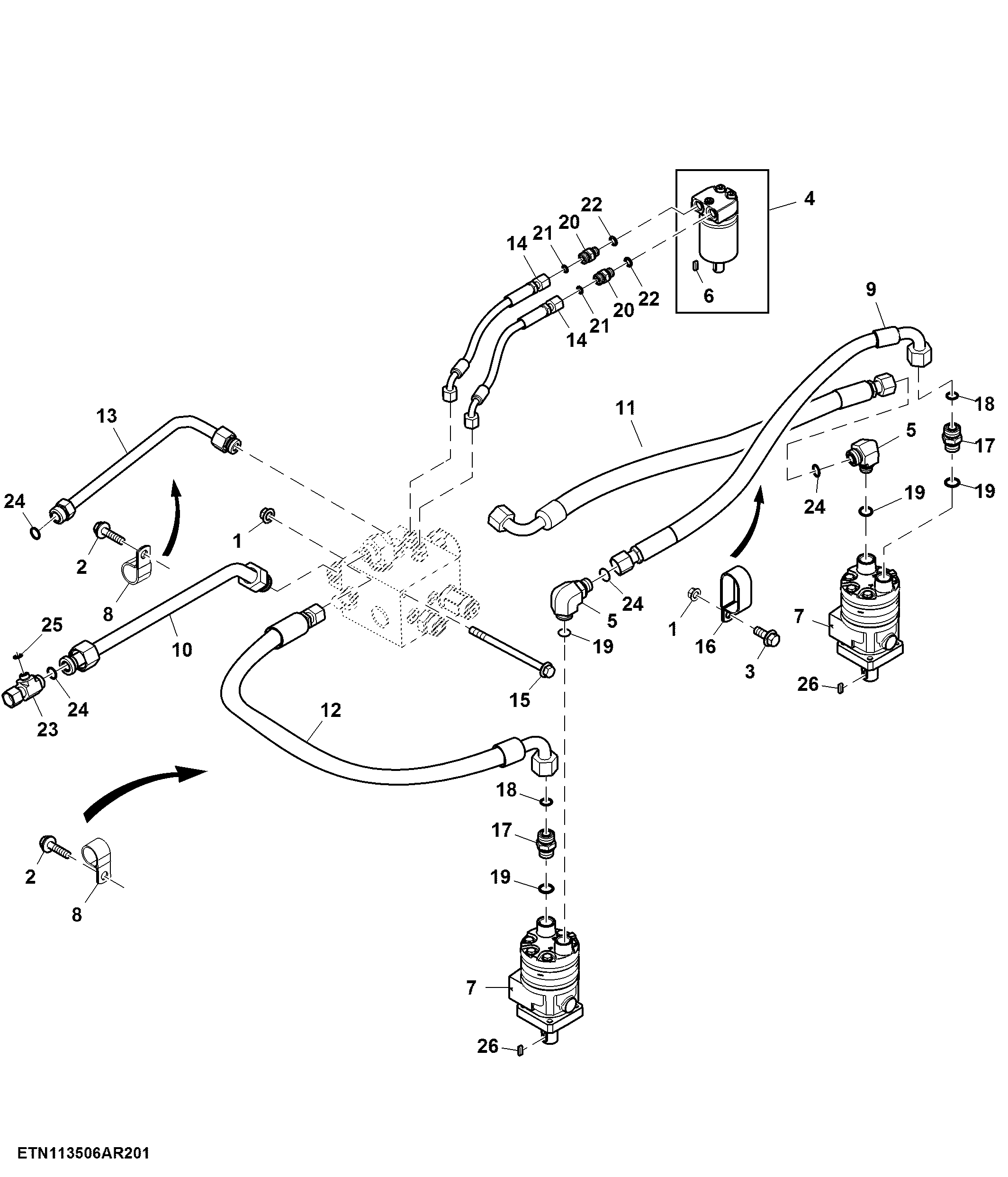 Tailboard Hydraulic Hoses, Advanced PowerCast™, Single Wag