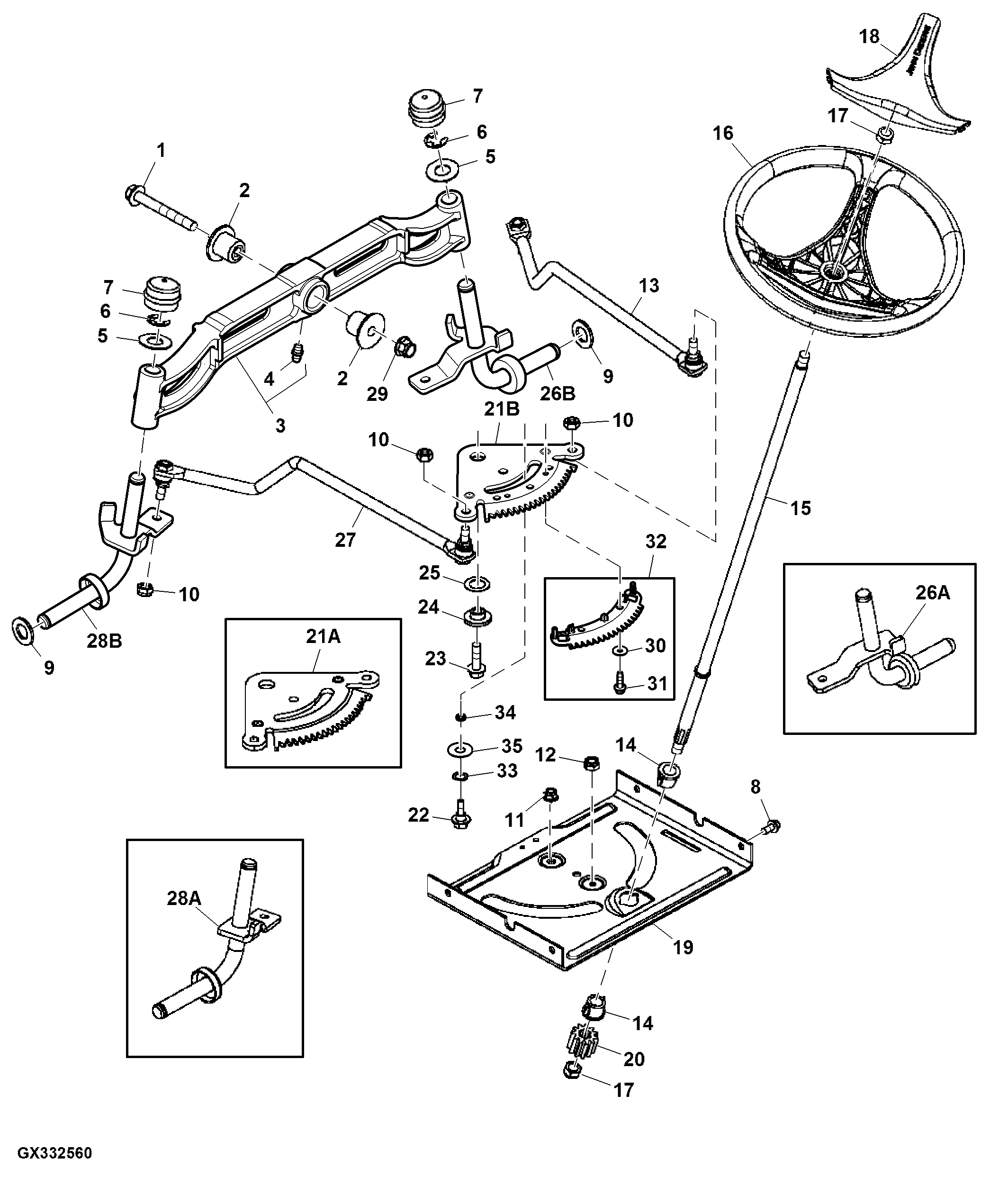 Steering Wheel, Gears, Linkage And Front Axle (For Export) ( - 700000)