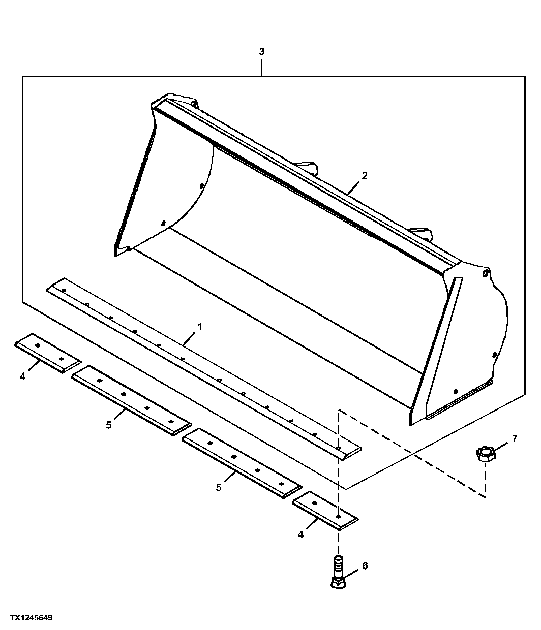 Bucket With Bolt-On Cutting Edge (2.1 and 2.6 Cubic Yard) (1.6 and 2.0 Cubic Meter)