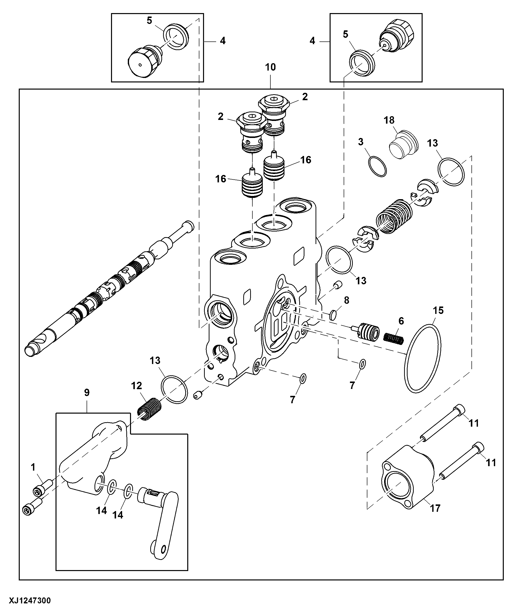 Right Side Auxiliary Valve Without Float Section, Standard Control