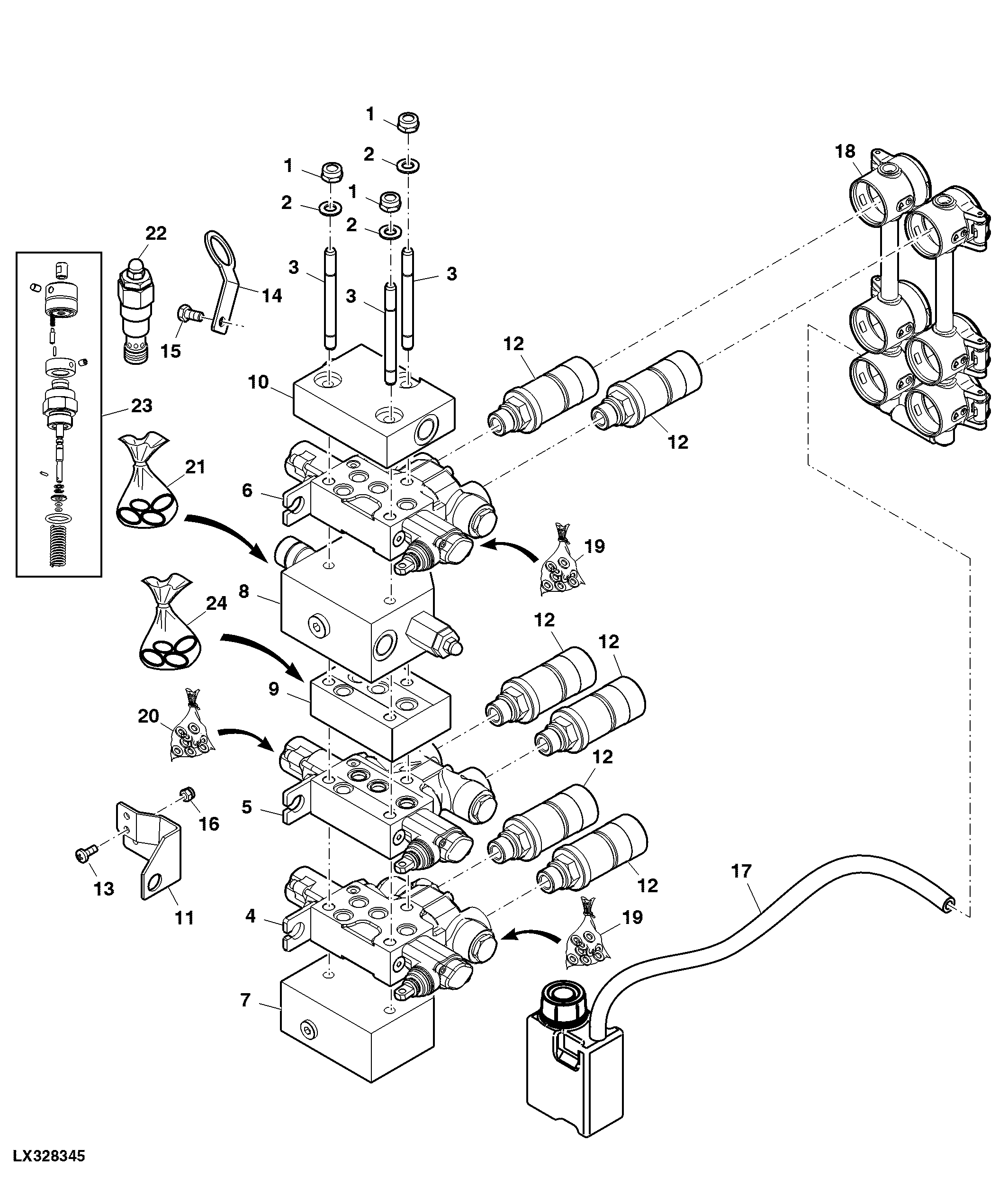 Three Double Acting SCVs, W Flow Divider, W Oil Spillage Tank