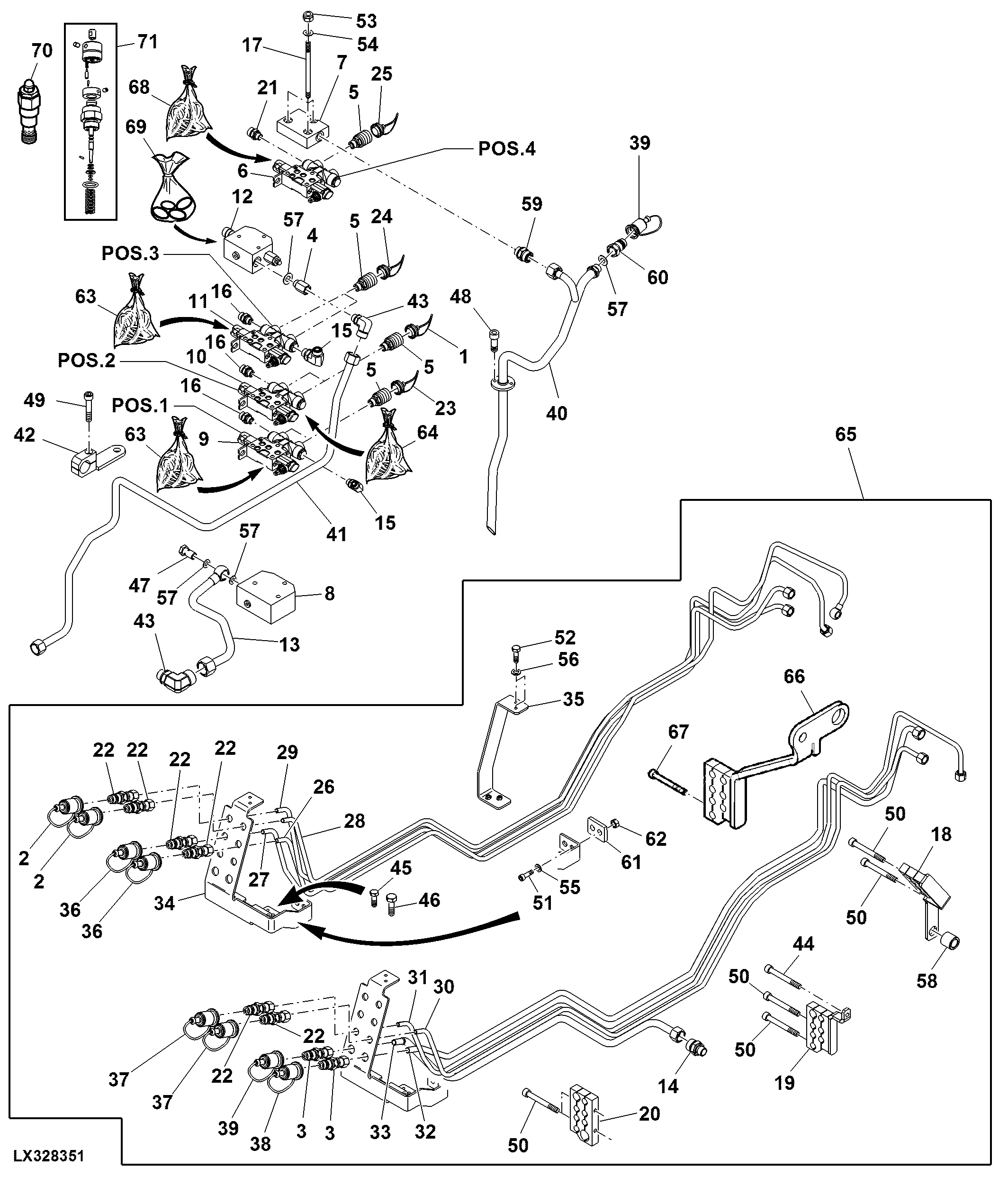 OIL LINES AND MID MOUNT COUPLERS, SELECTIVE CONTROL VALVE