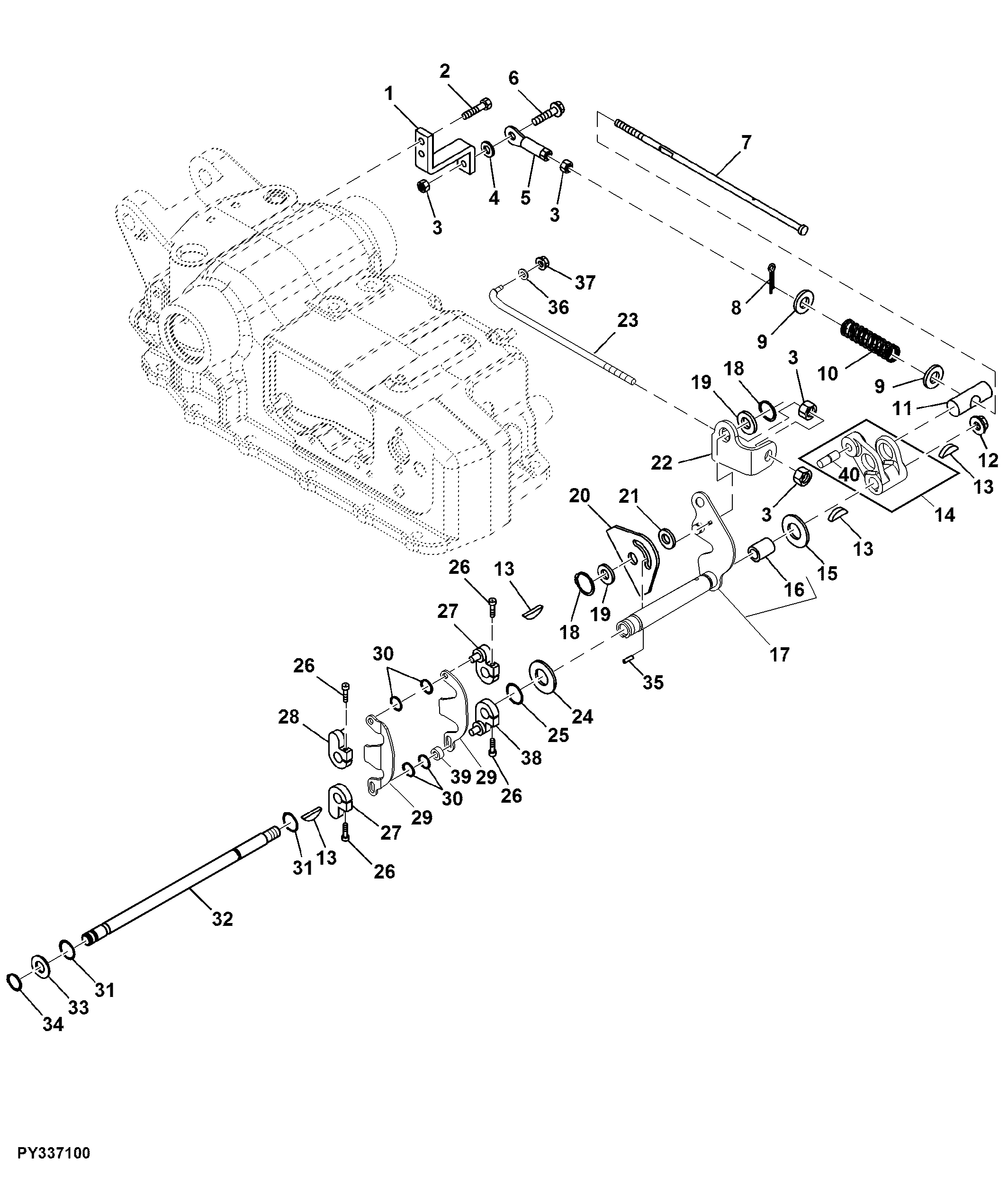 Rockshaft Control Linkage, Power Steering, W/O SCV