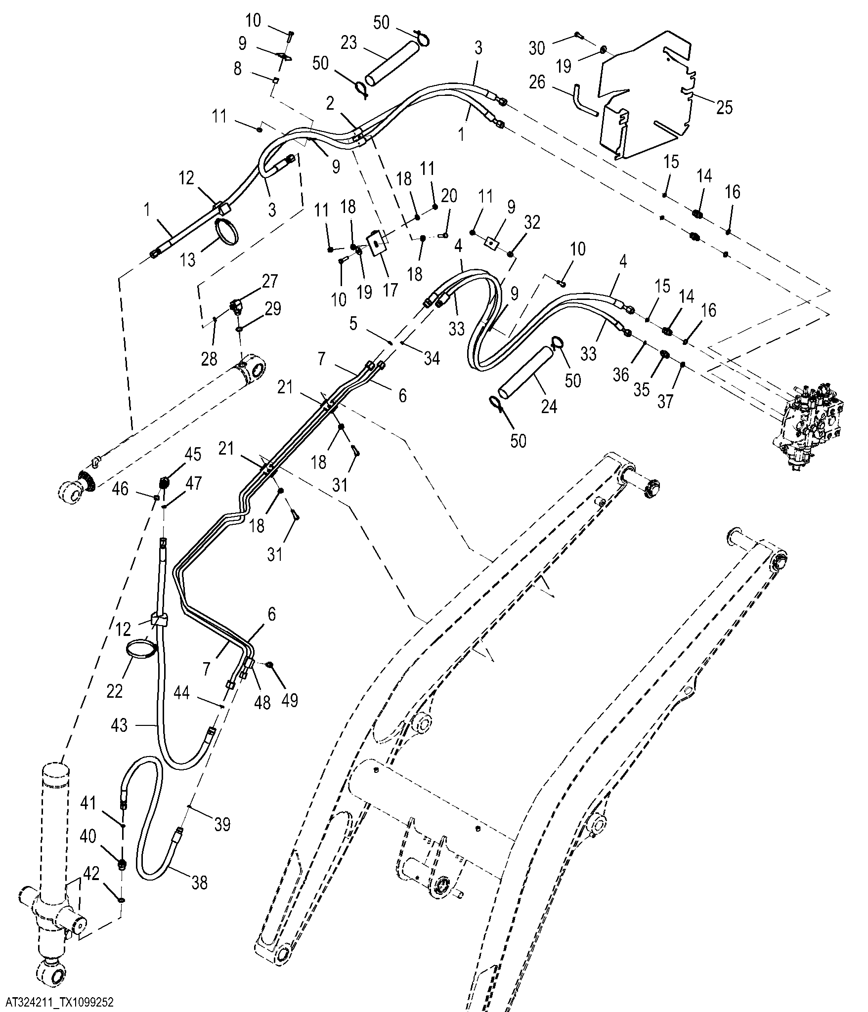 Loader Plumbing, 2-Function Right Side (204988 - )