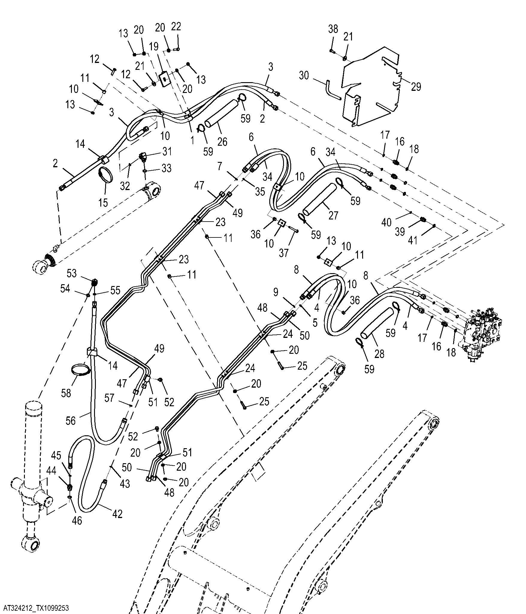 Loader Plumbing, 3-Function Right Side (204988 - )