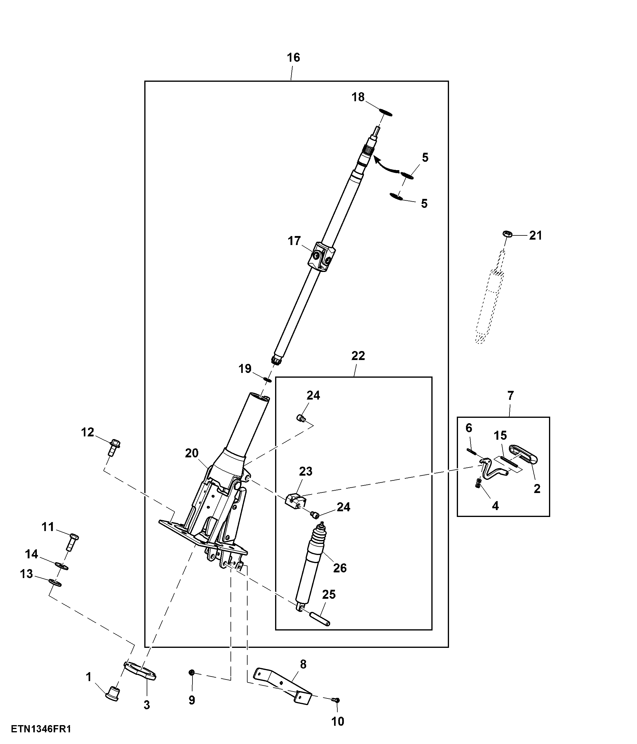 Steering Column, W/ Tilt and Telescopic, Cab