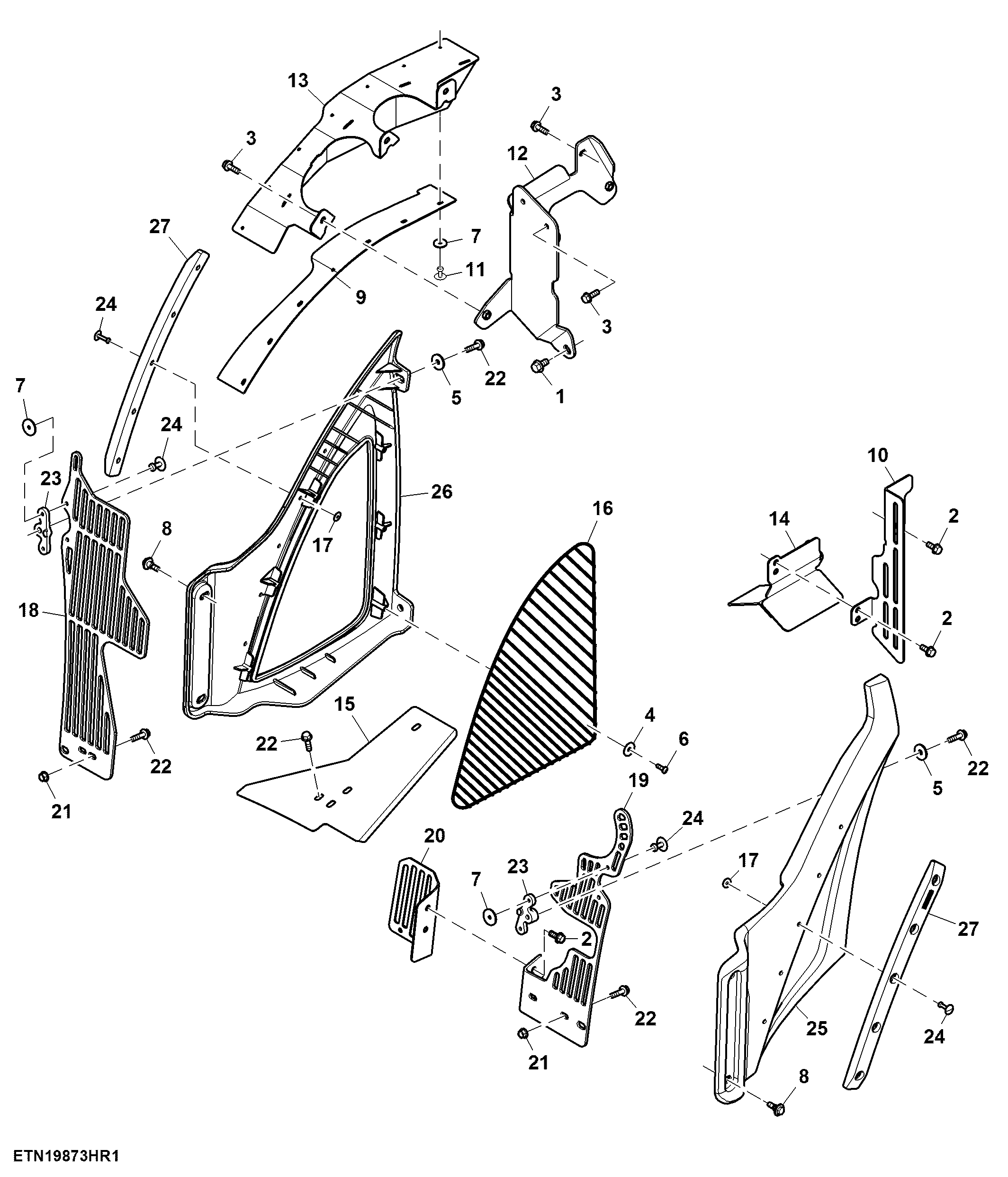 Hood Side Shields, 13.5 L FT4 Engine ( - 807000)