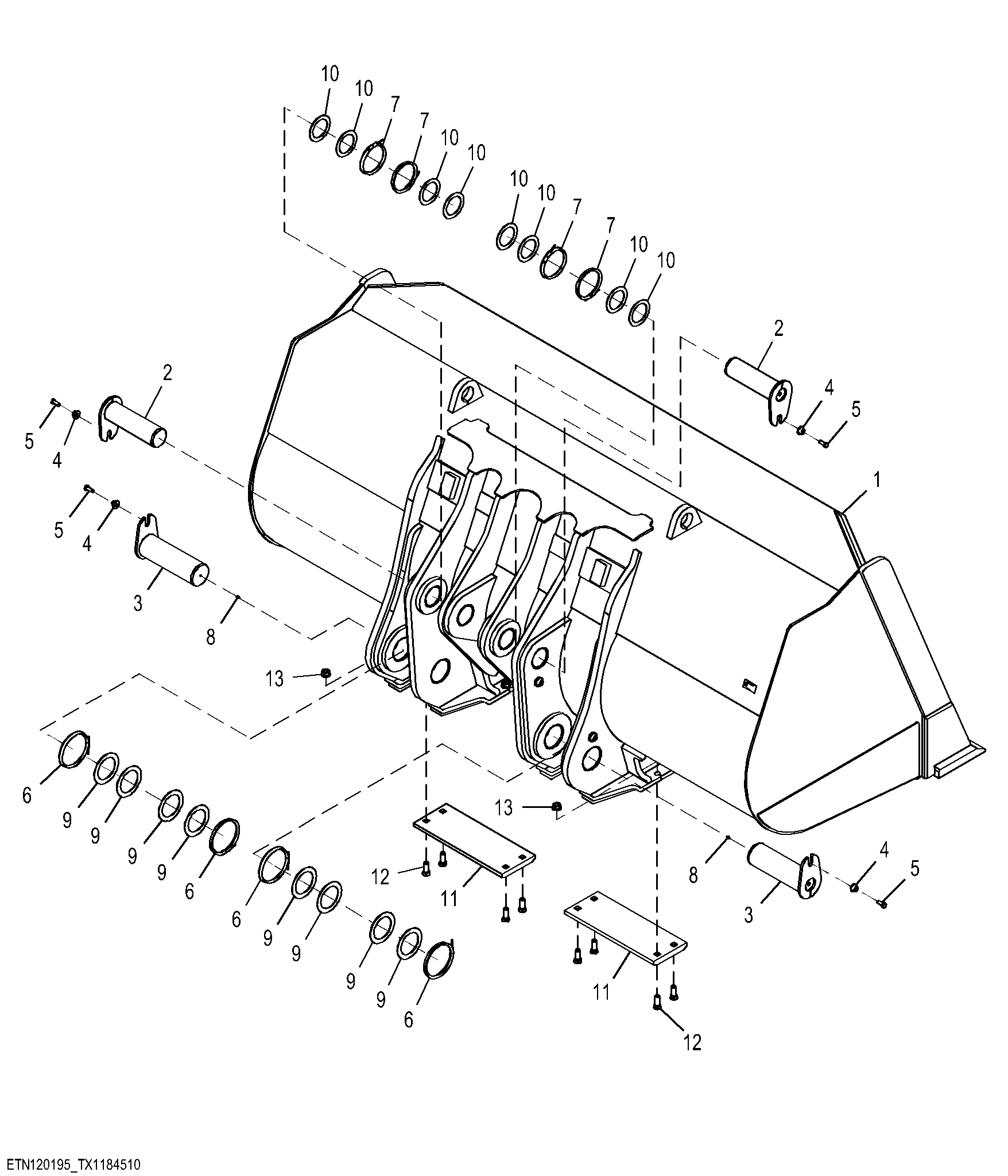 Bucket Pins for General Purpose Bucket with Straight Edge Only 7.65 m³ (10 yd³)
