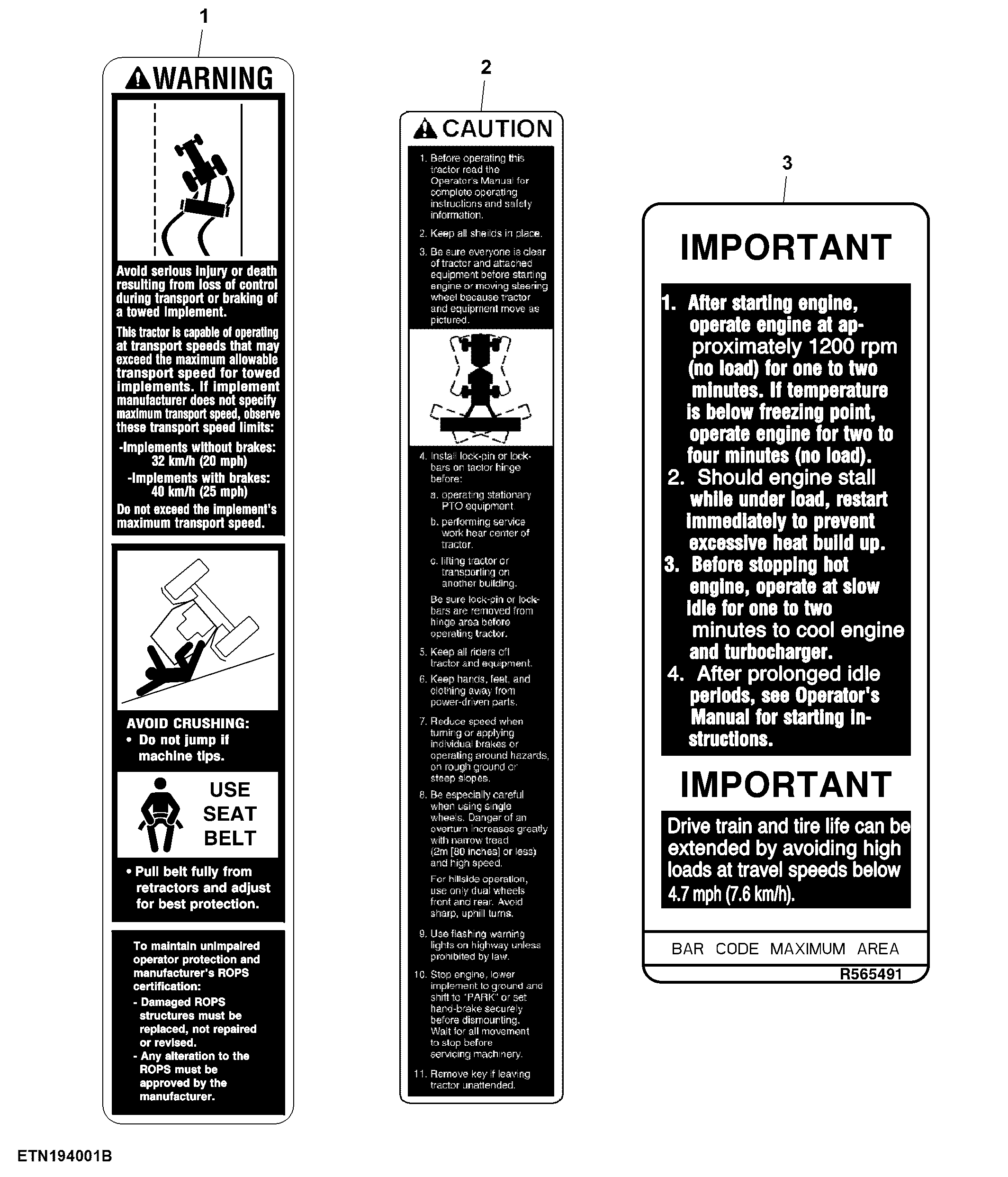 Safety Labels, A-Post, 18" and 24" Track Belt