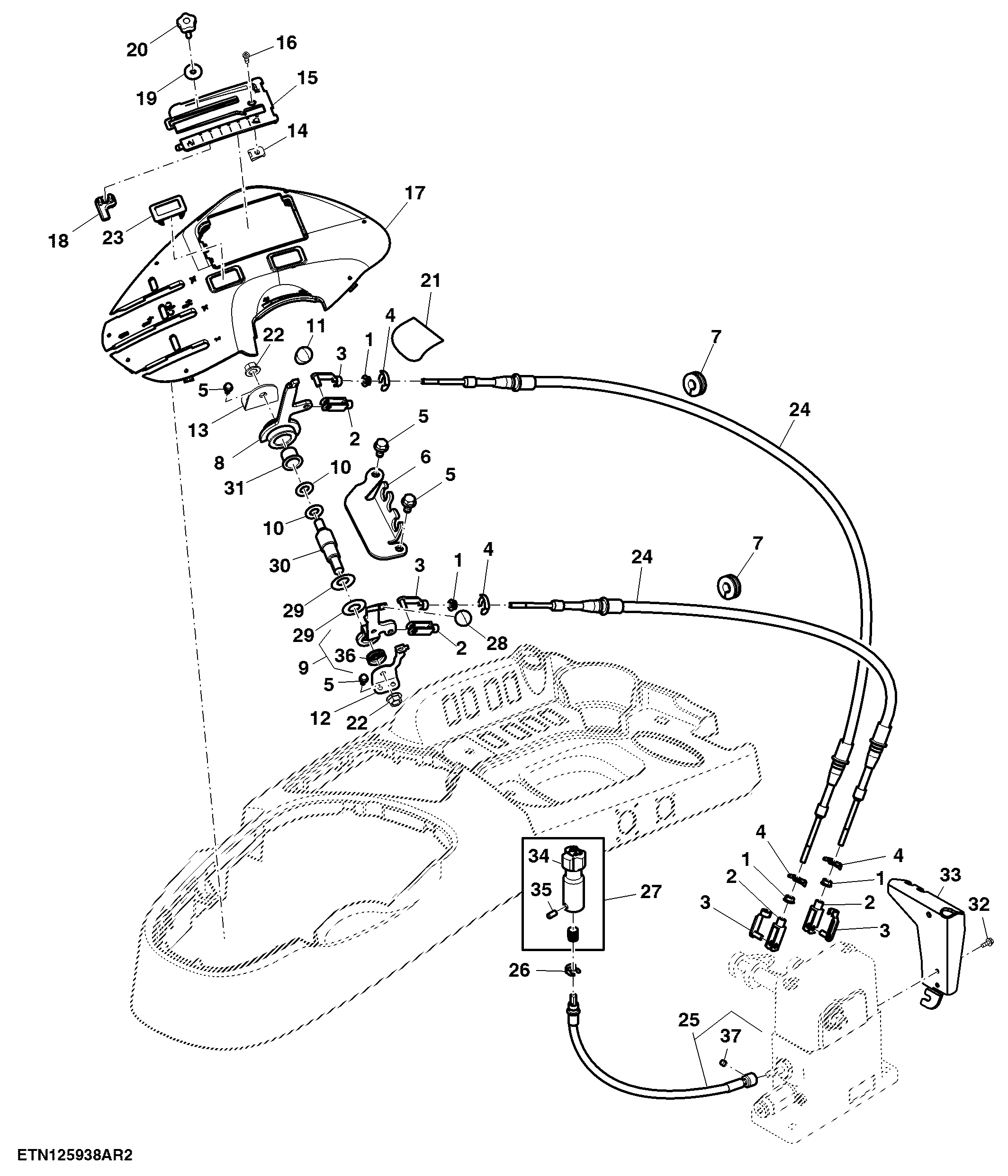 Rear Hitch Control Lever, W/ Draft Sensing Control, Cab