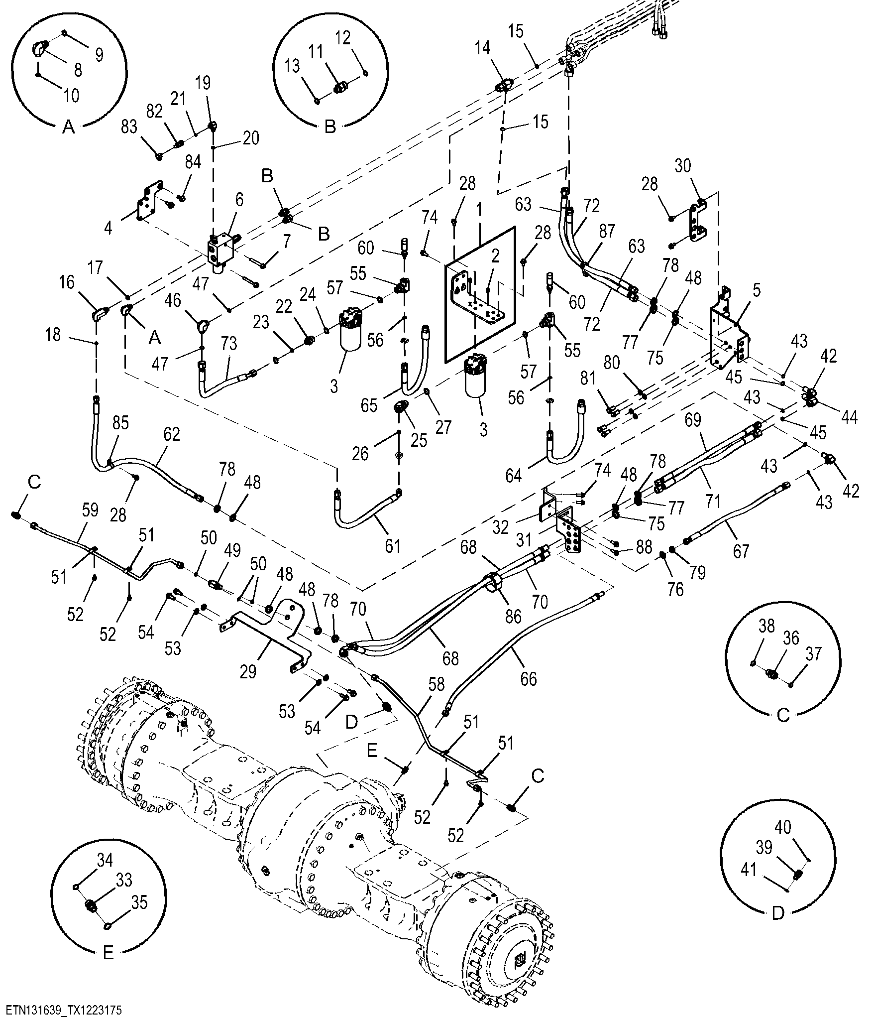 Axle Cooling and Filtration System for Front Differential Lock, Front Axle