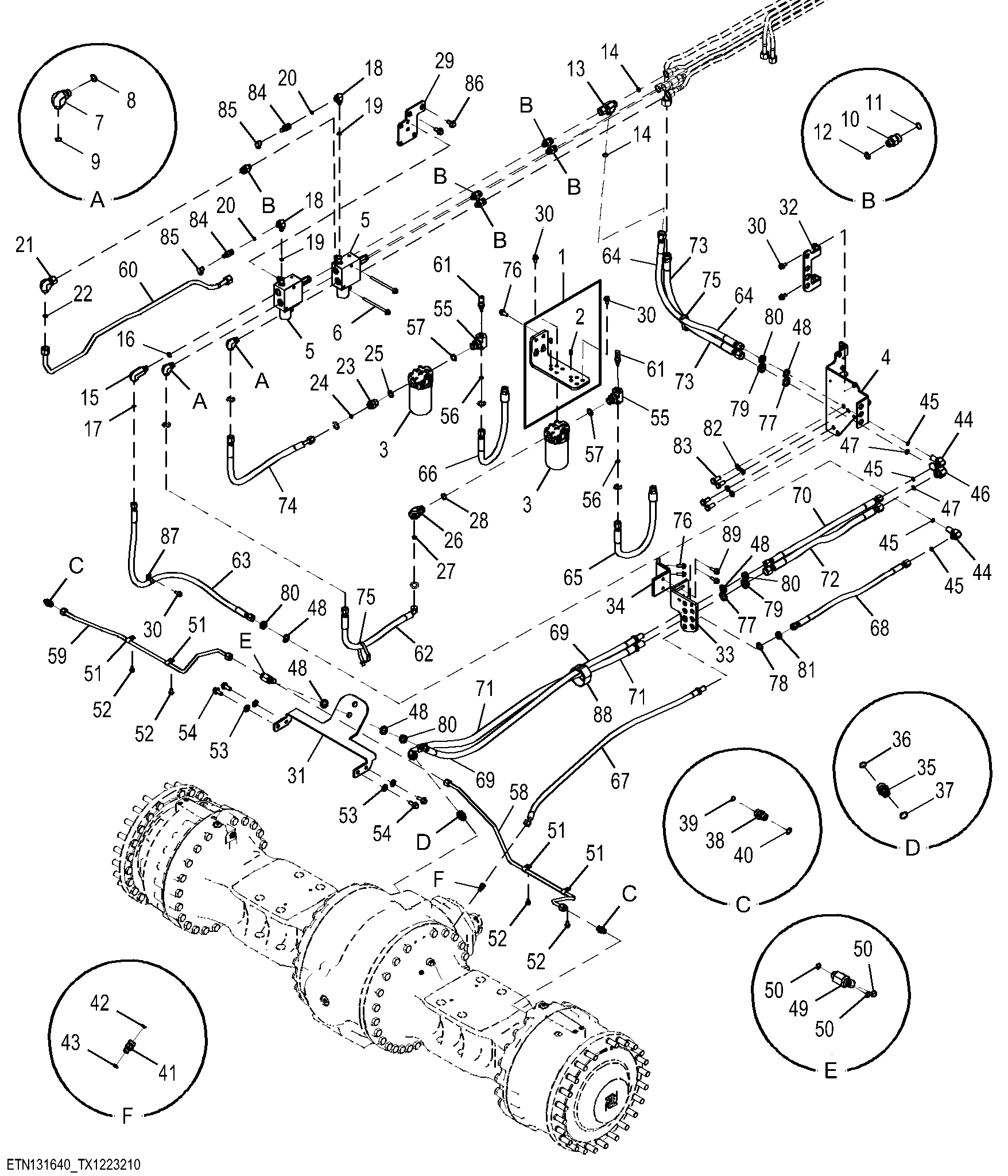 Axle Cooling and Filtration System for Dual Differential Lock, Front Axle