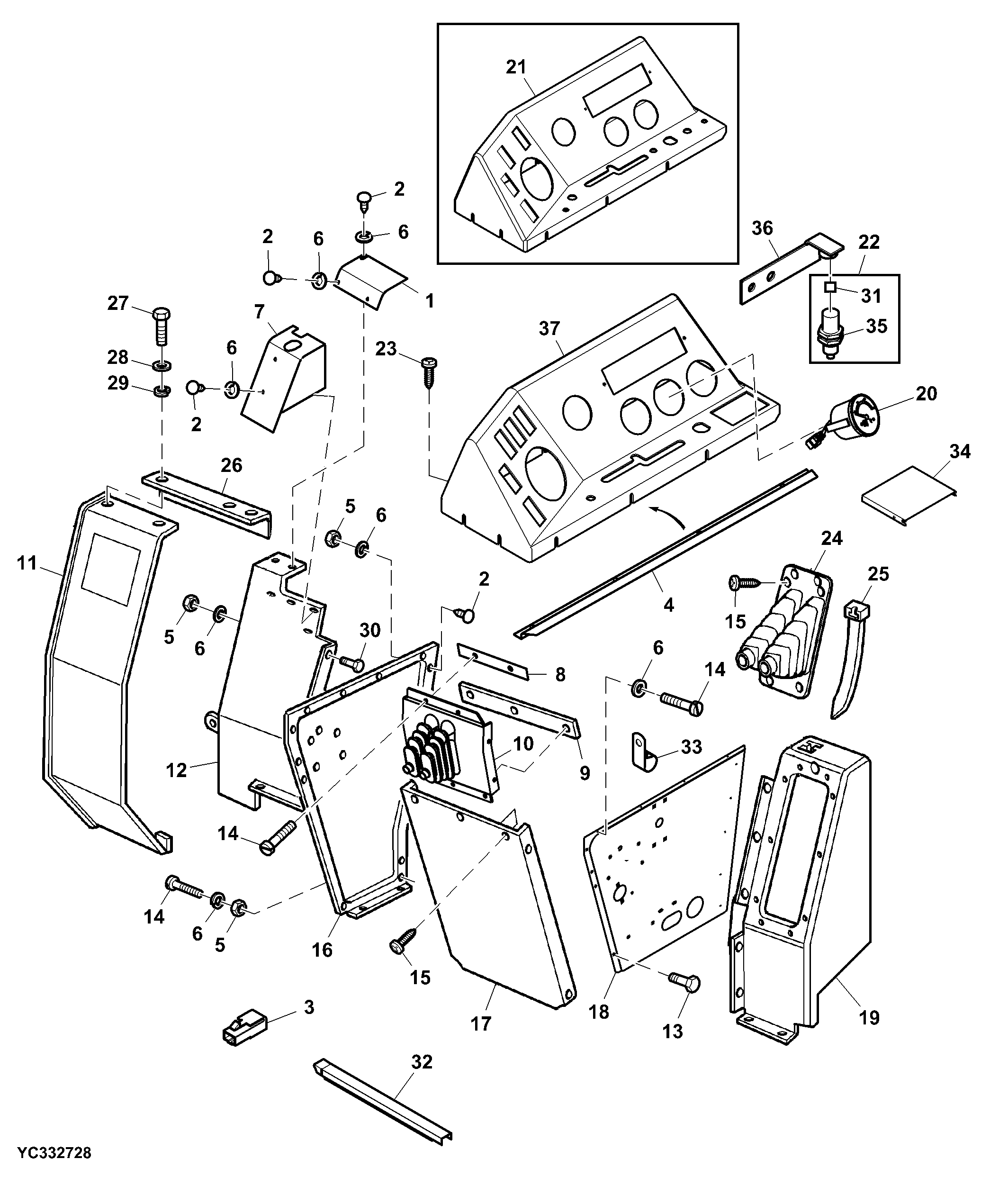 Shift Console and Covers, RH, Hydro Drive (Optional)