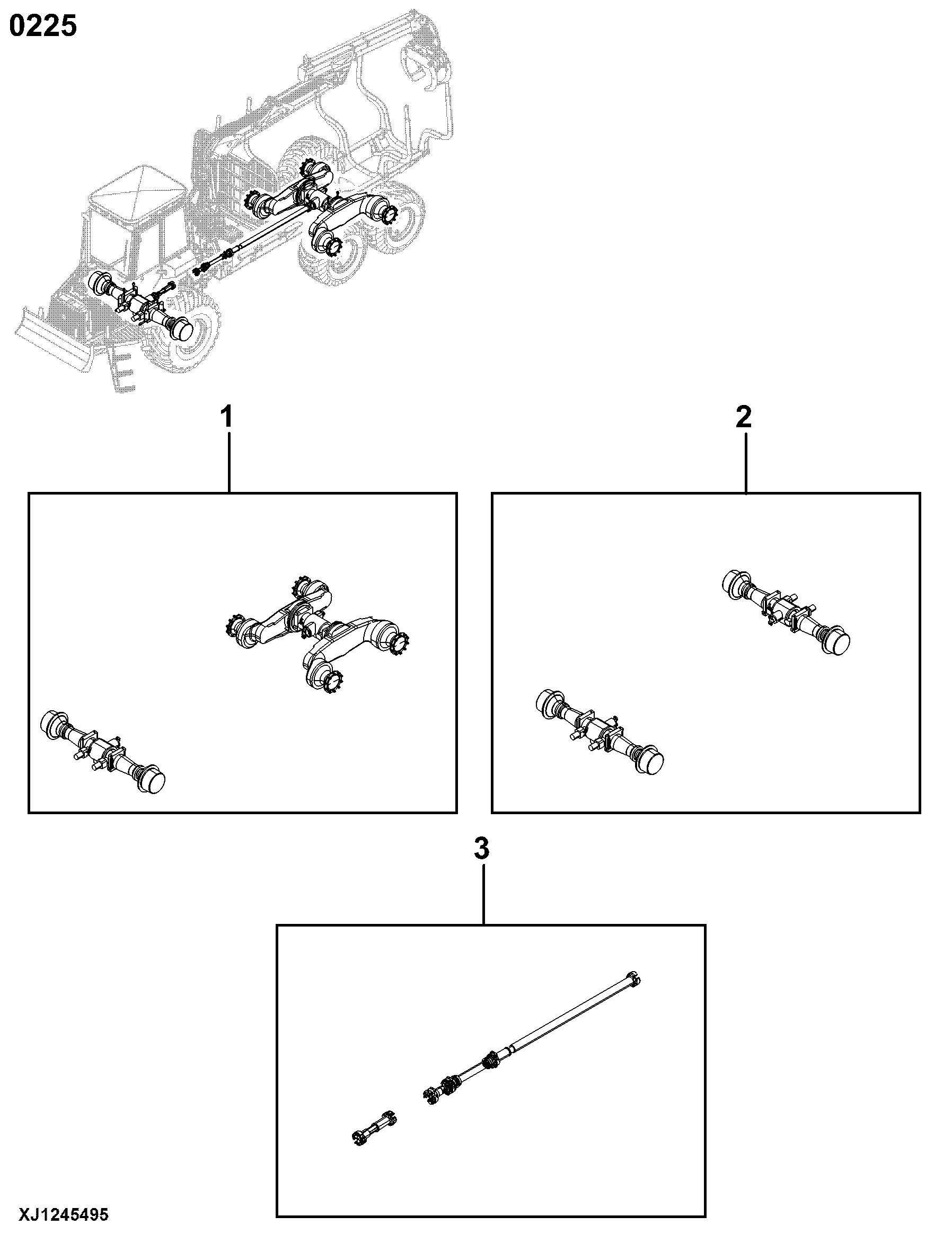 0225 Input Drive Shafts and U-Joints 1010D T3