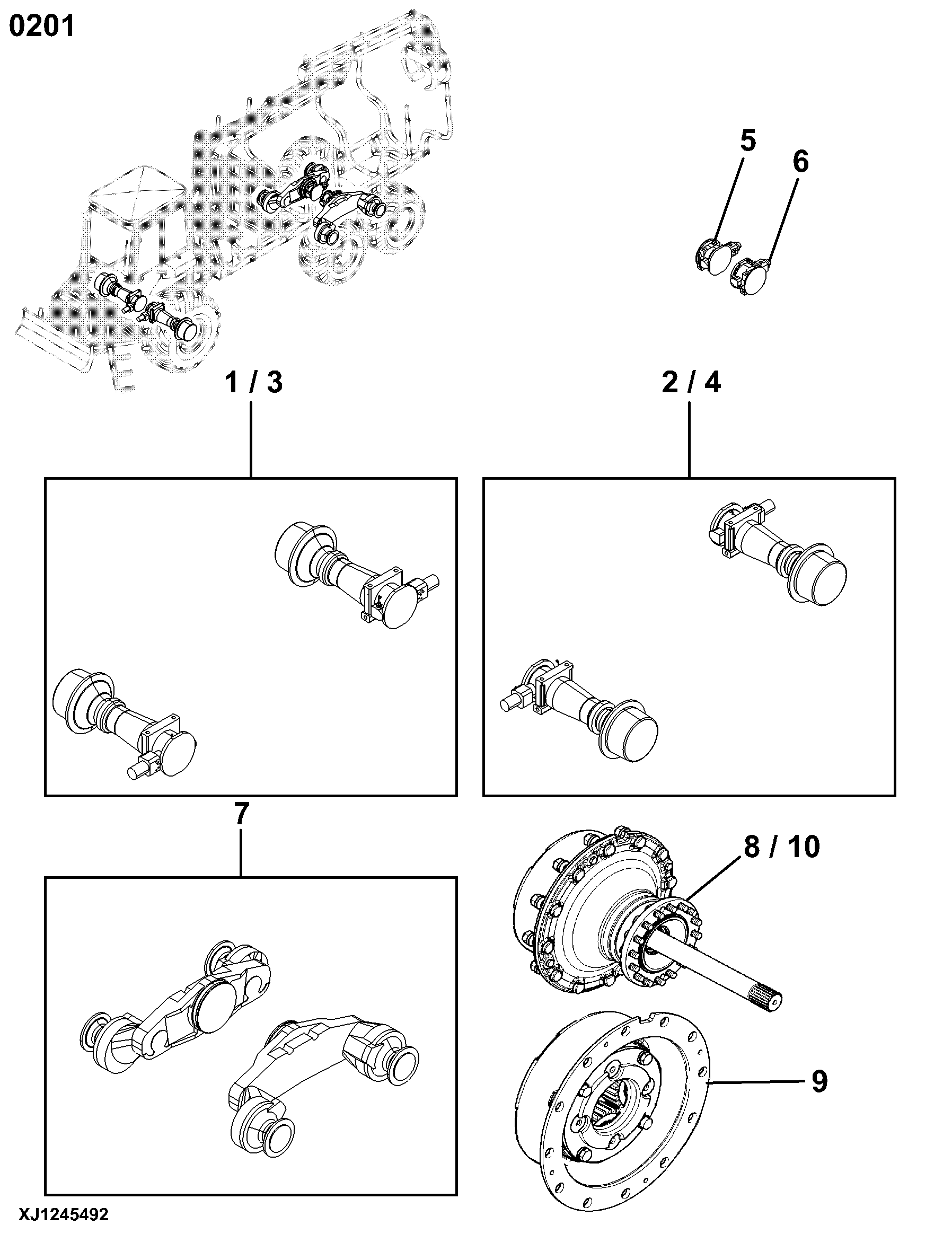 0201 Drive Axle HSG and Support (Including Final Drives) 1010D T3