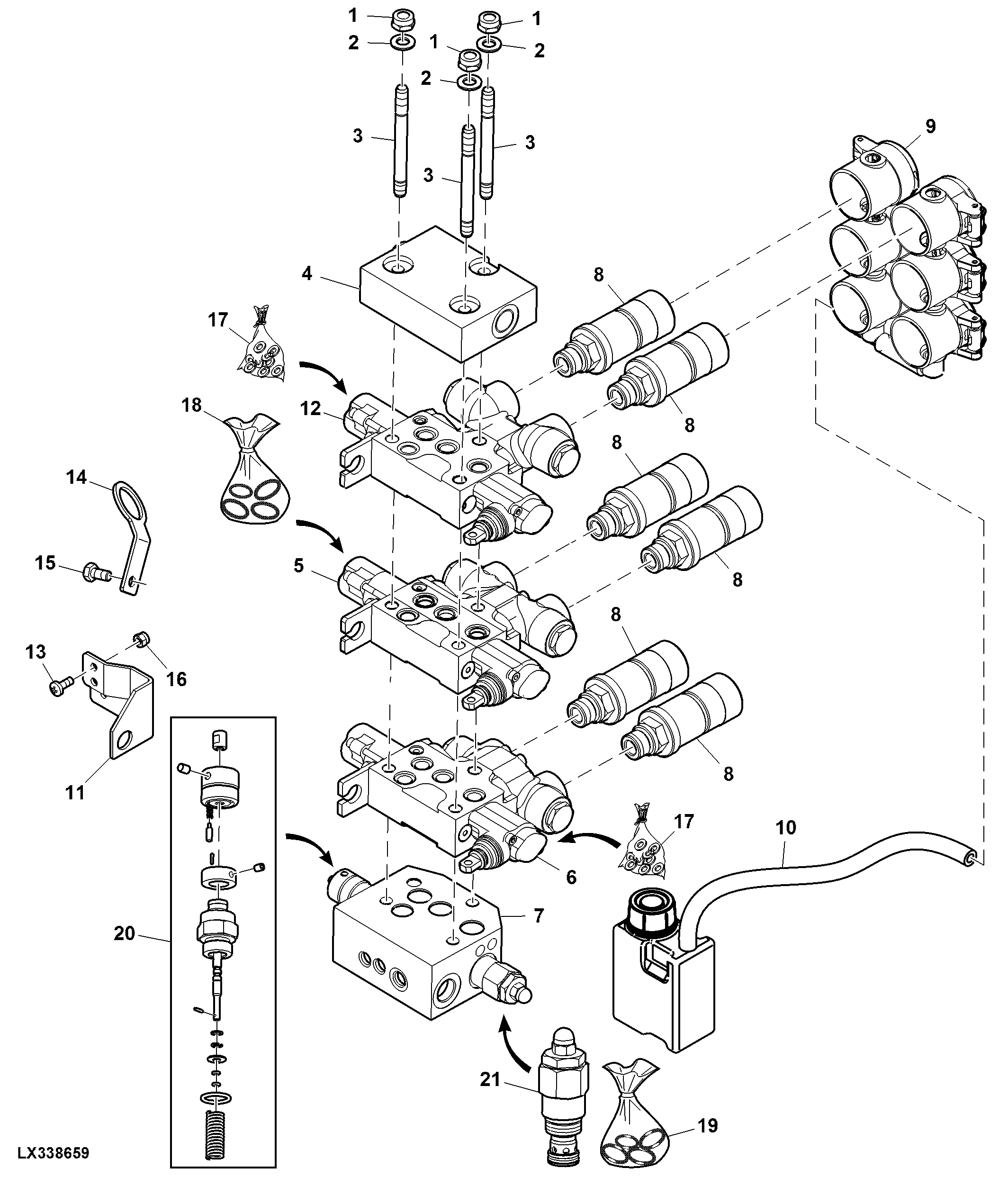 Three Double Acting SCVs, W/O Flow Divider, W/ Oil Spillage Tank