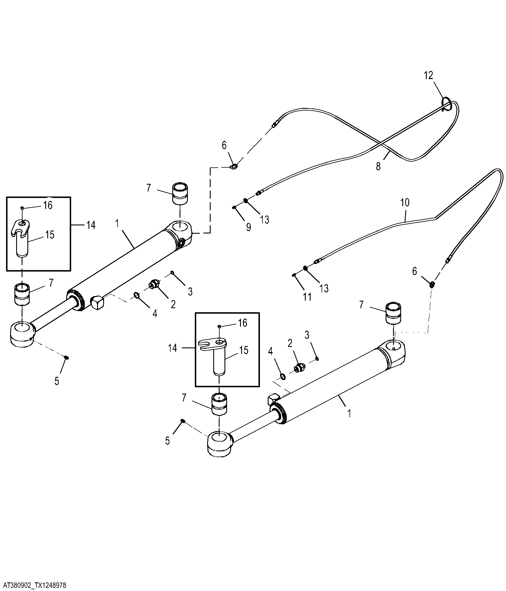 Steering Cylinders with Greased Pin Joints (632198 - )