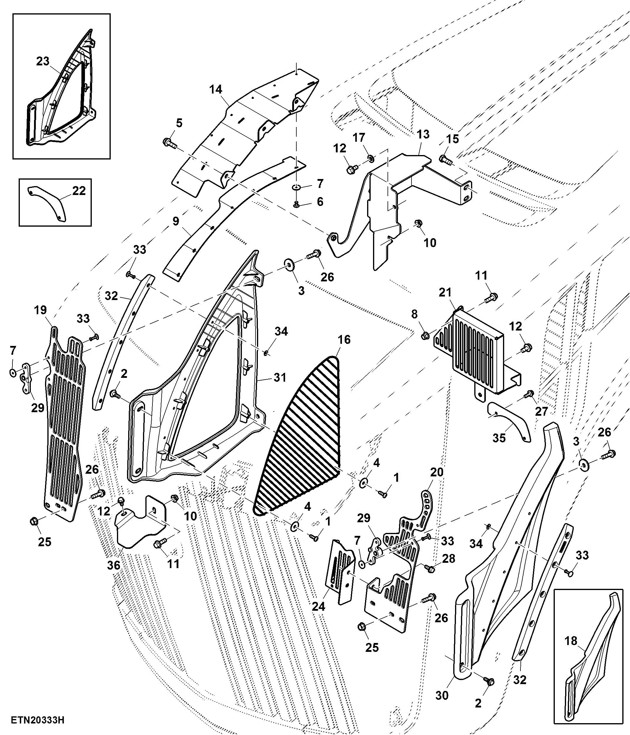 Hood Side Shields, 13.5 L T2 Engine ( - 919000)