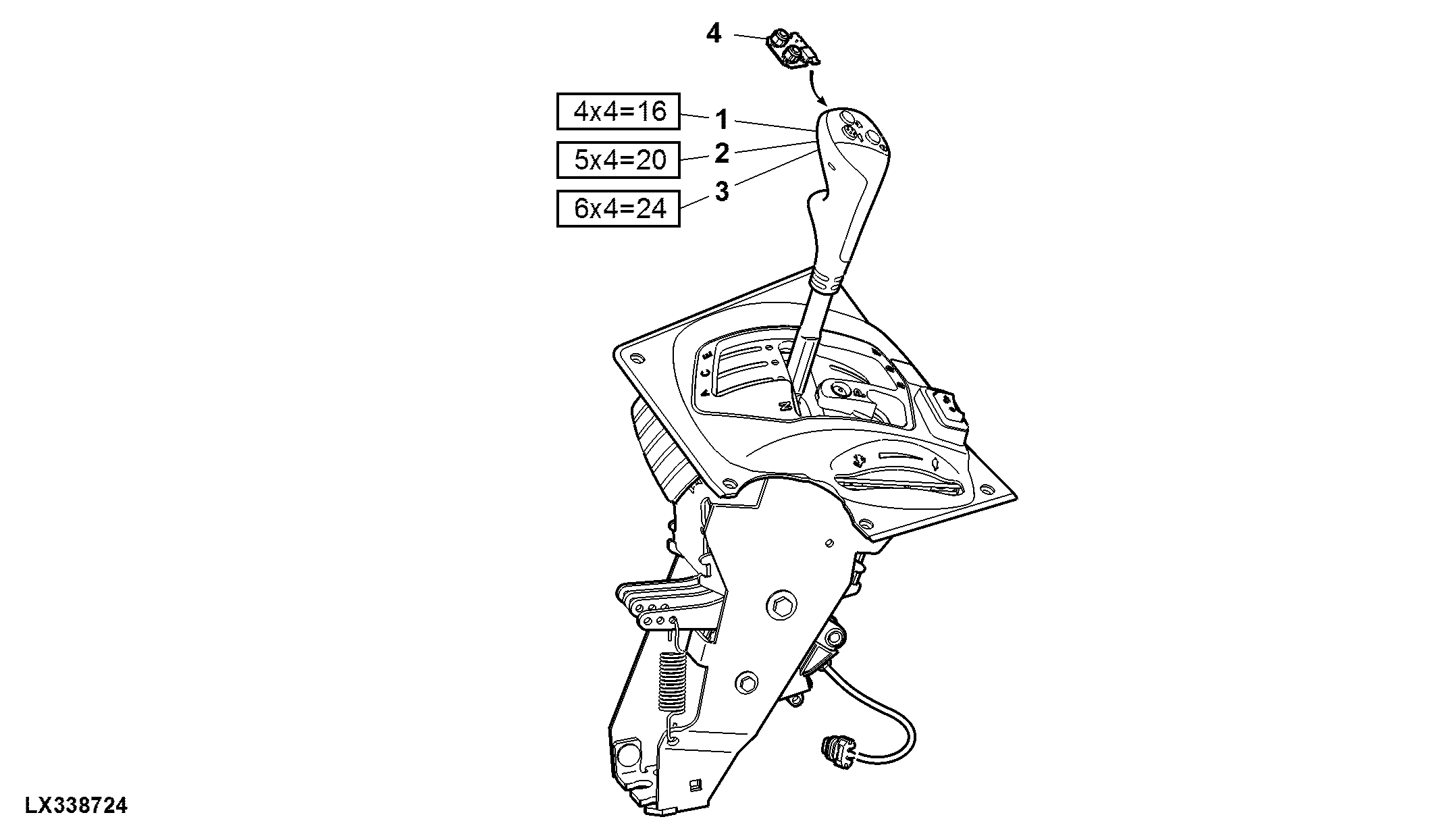 RANGE SHIFT COMPONENTS (WITH SWING-ASIDE MULTI-FUNCTION LEVER MOUNTED ON SHIFT CONSOLE
