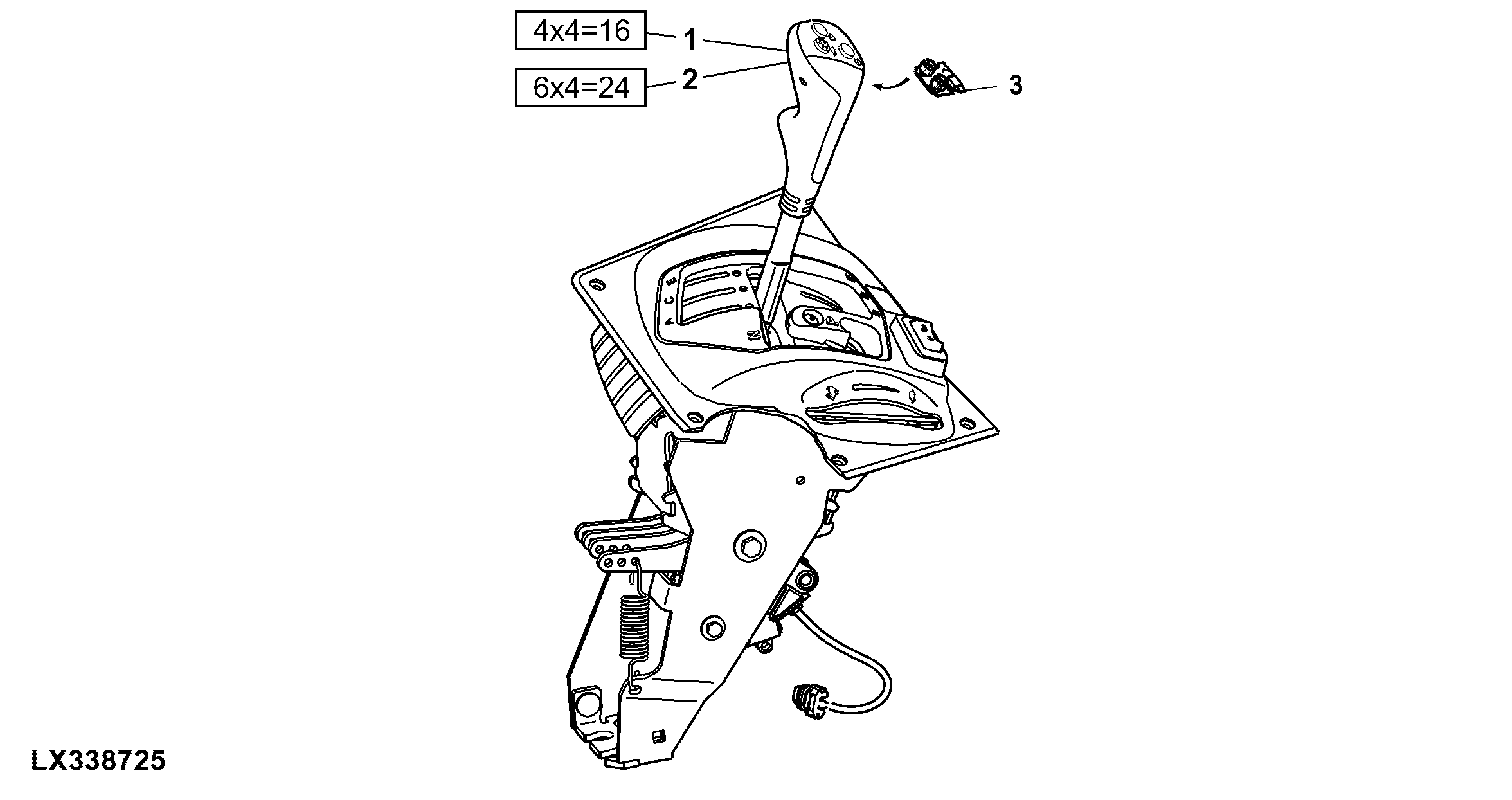 RANGE SHIFT COMPONENTS (WITH SWING-ASIDE MULTI-FUNCTION LEVER MOUNTED ON SHIFT CONSOLE