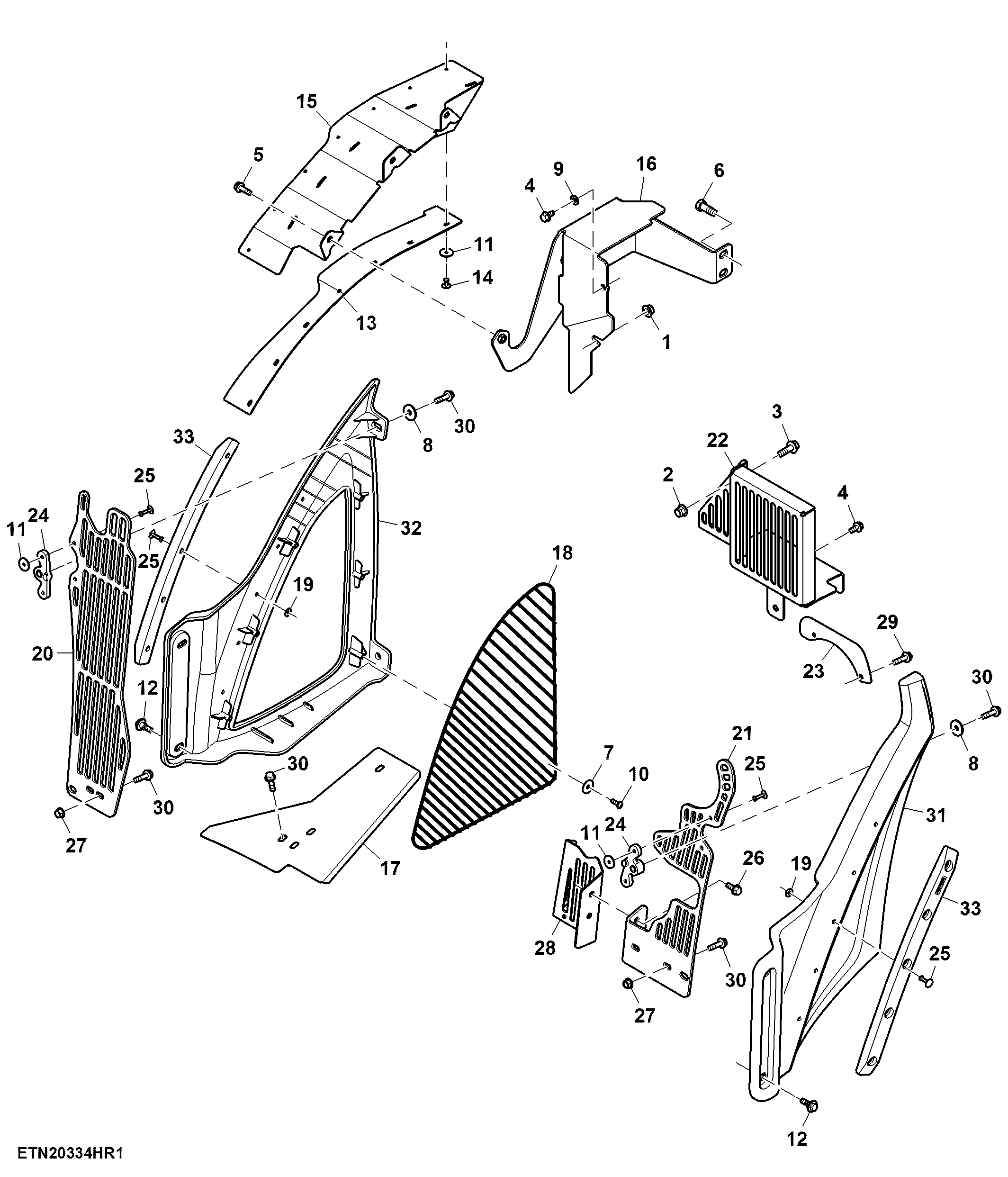 Hood Side Shields, 13.5 L T2 / T3 Engine ( - 807000)