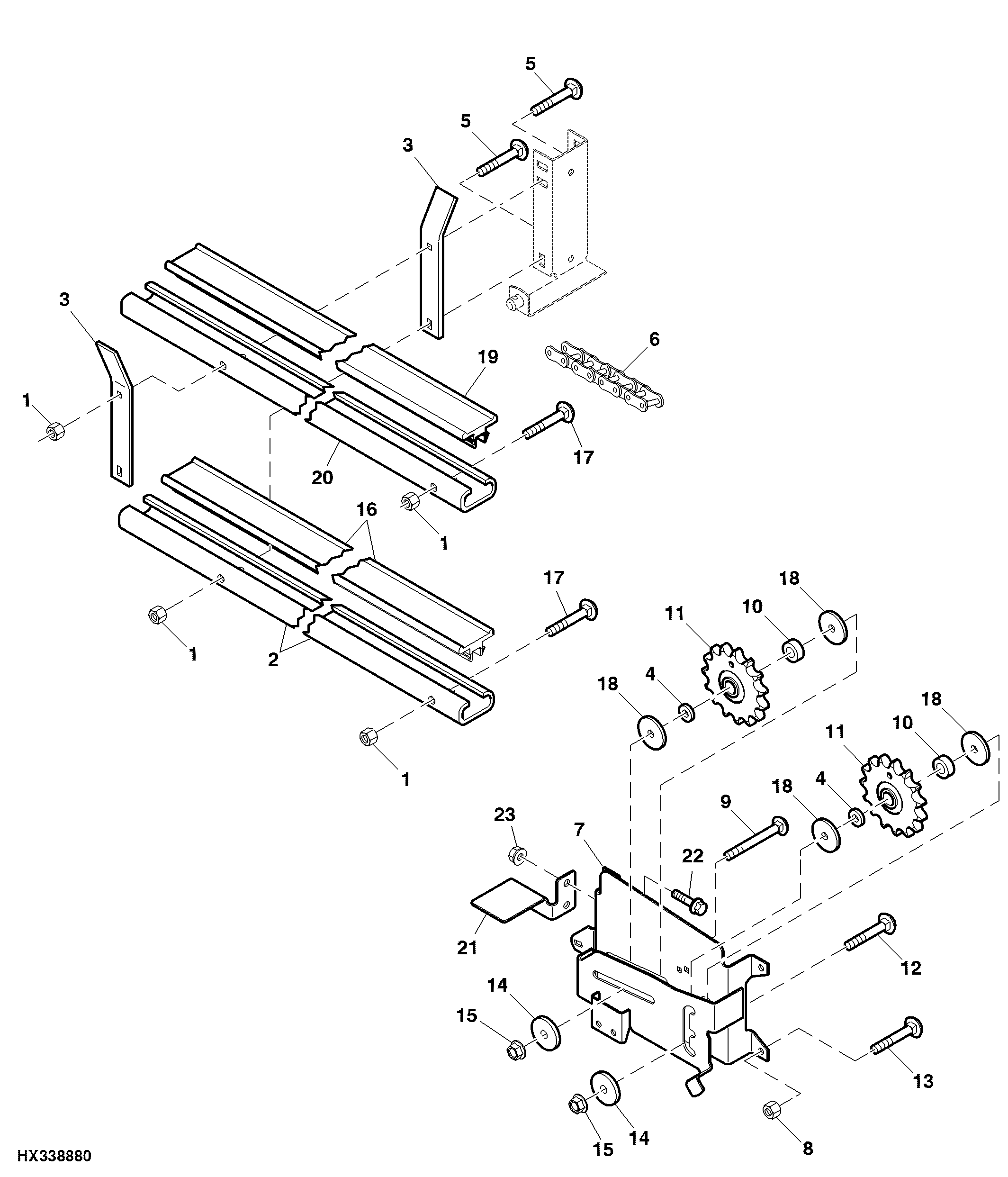 FEEDER CONVEYOR DRIVE CHAIN AND IDLER BRACKET