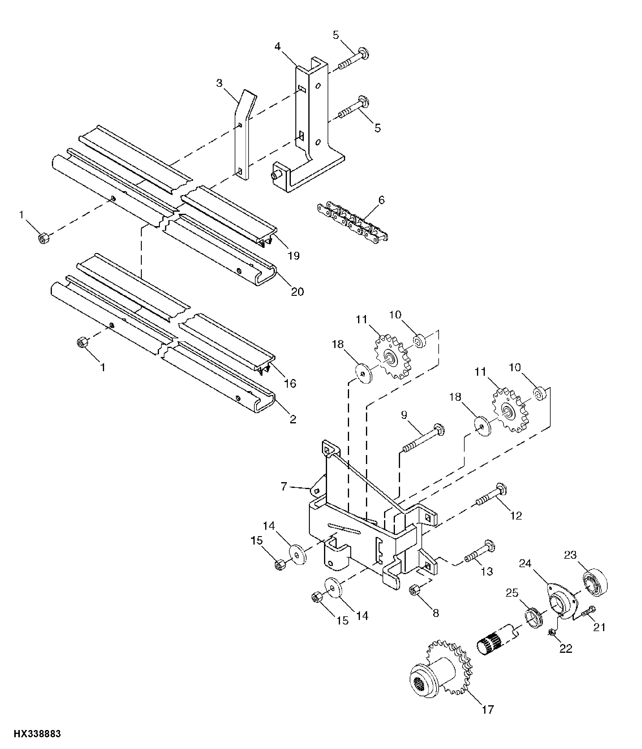 FEEDER CONVEYOR DRIVE CHAIN AND IDLER BRACKET